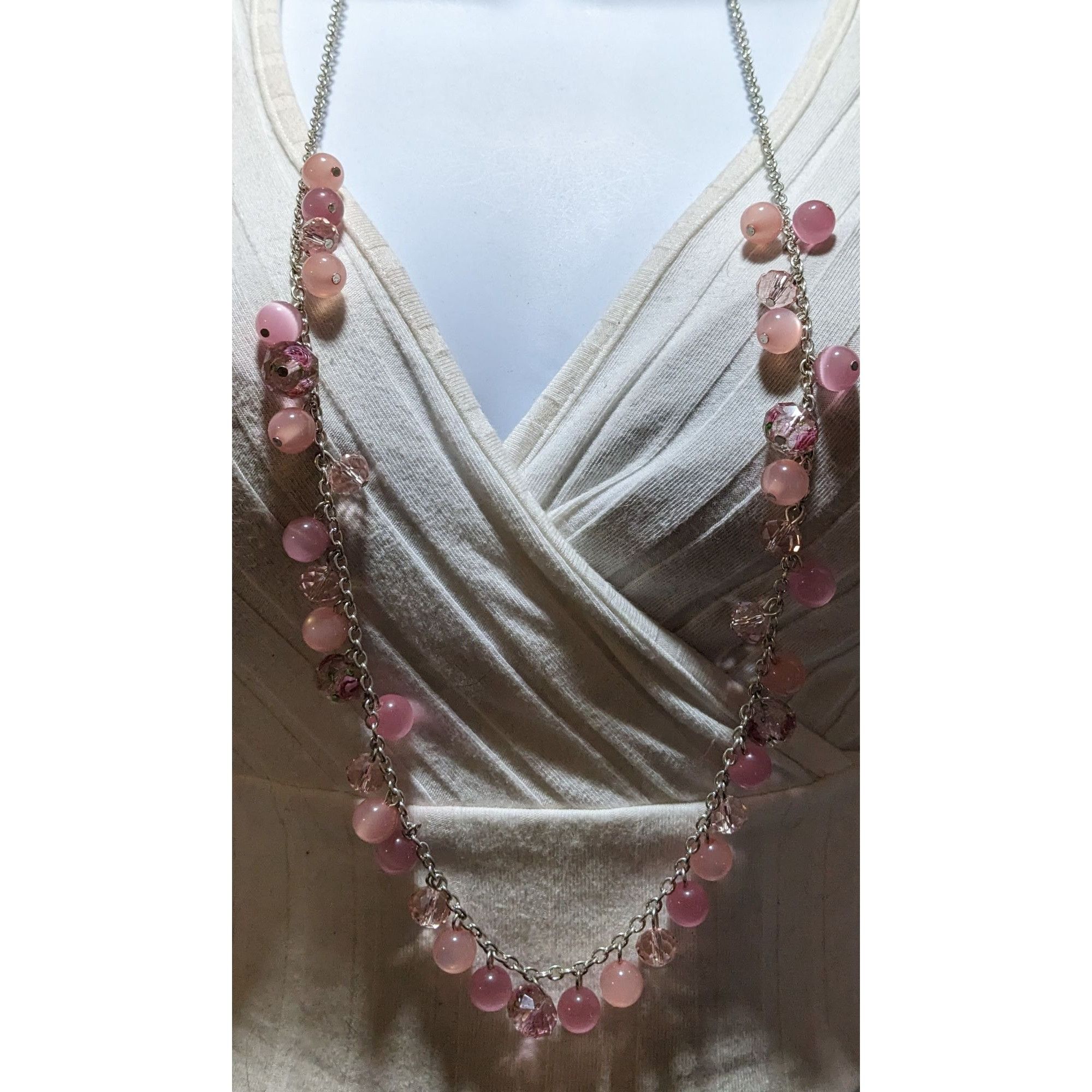 Other Pink & Silver Beaded Fringe Neckalce Size ONE SIZE - 6 Thumbnail