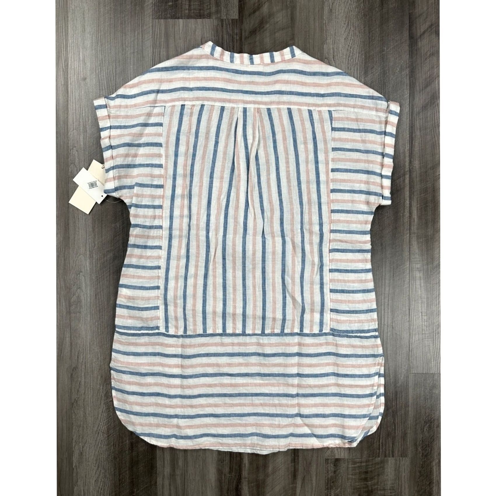 Vince Camuto Vince Camuto Cover Up Shirt Linen Striped Blush Pink Medium Women’s Size ONE SIZE - 2 Thumbnail