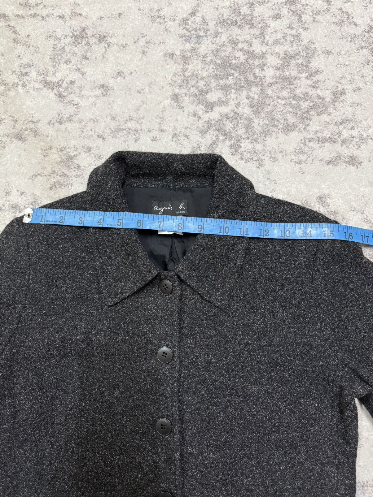agnes b. Agnes B. Charcoal Black Light Tweed Jacket Button Up Size S / US 4 / IT 40 - 20 Thumbnail