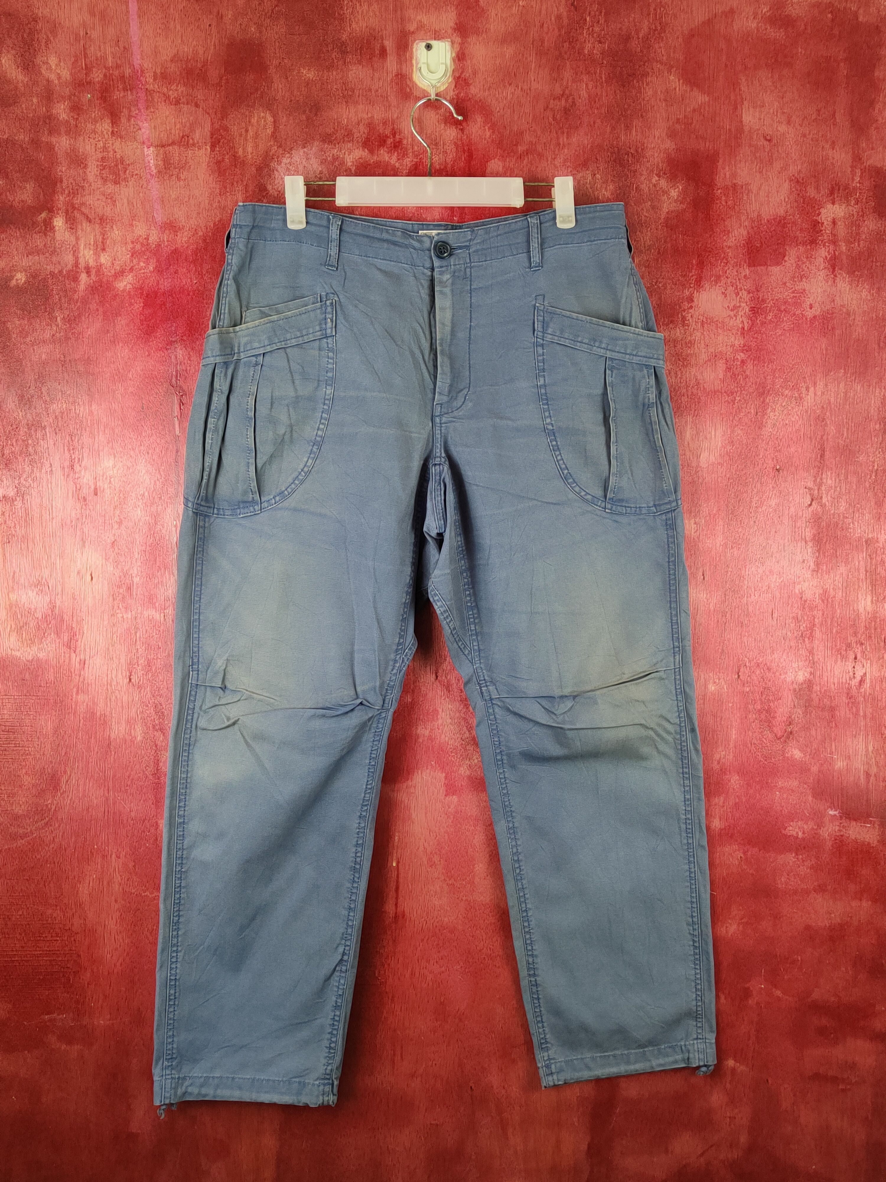 Japanese Brand Coen Blue Faded Multipocket Tactical Cargo Pants #S1763 Size US 33 - 1 Thumbnail
