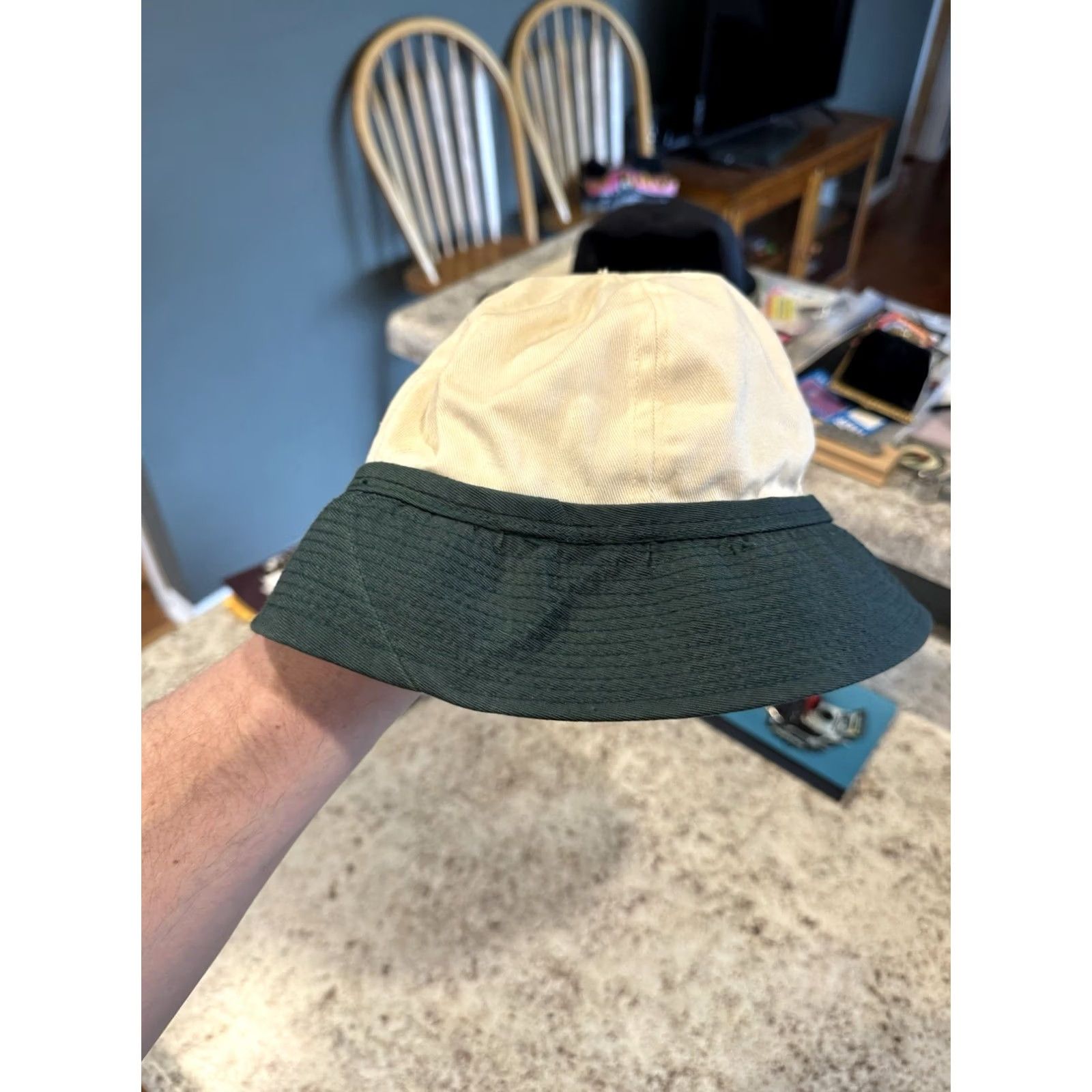 Champion VINTAGE Champion Bucket Hat MSU Michigan State University Spartans Size M White & Green Cotton Canvas Men 1950s College Sports 50s Size ONE SIZE - 3 Thumbnail