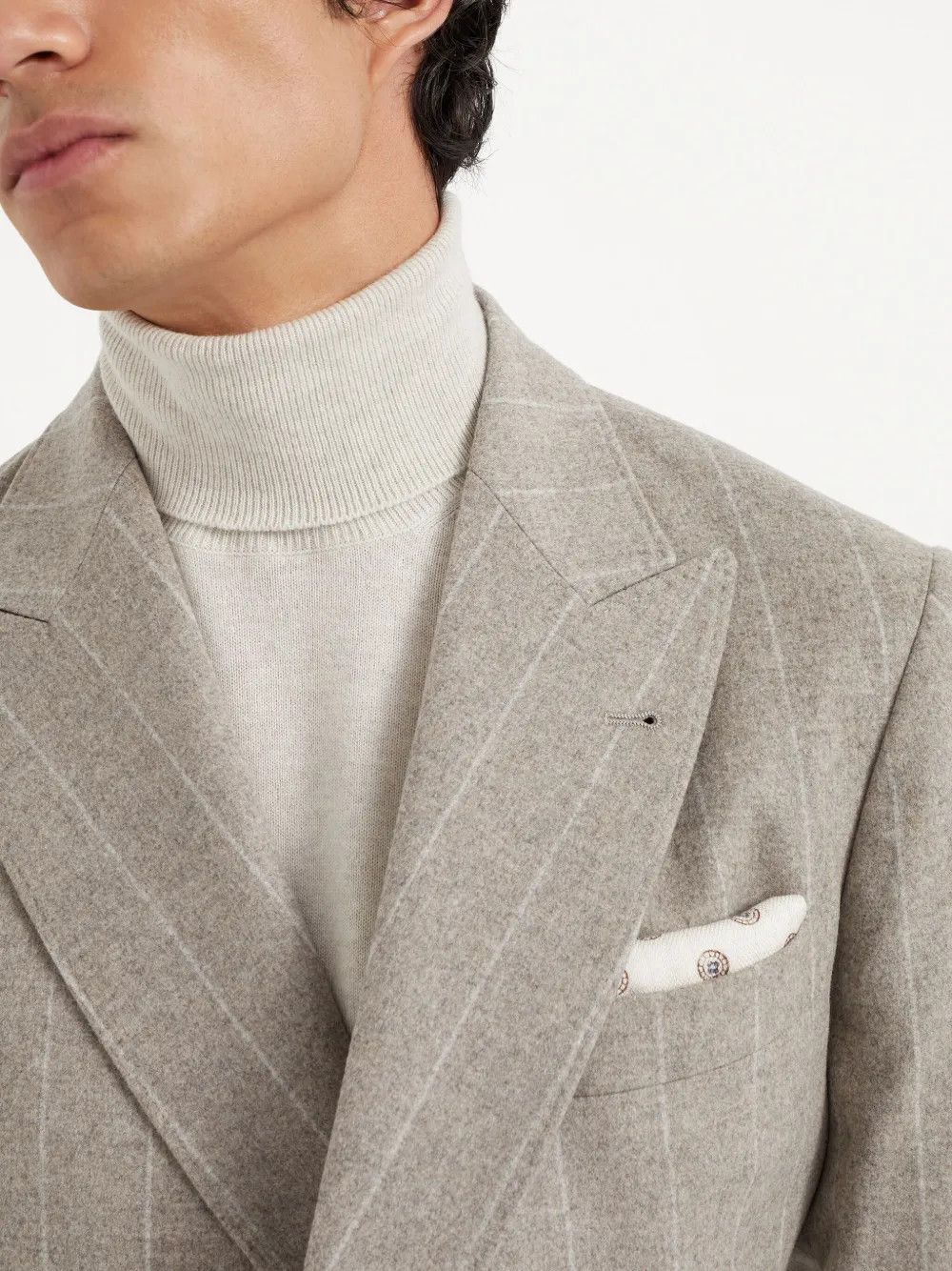 Brunello Cucinelli o1w1db11125 Pinstripe Pattern Jacket in Grey Size US L / EU 52-54 / 3 - 6 Thumbnail