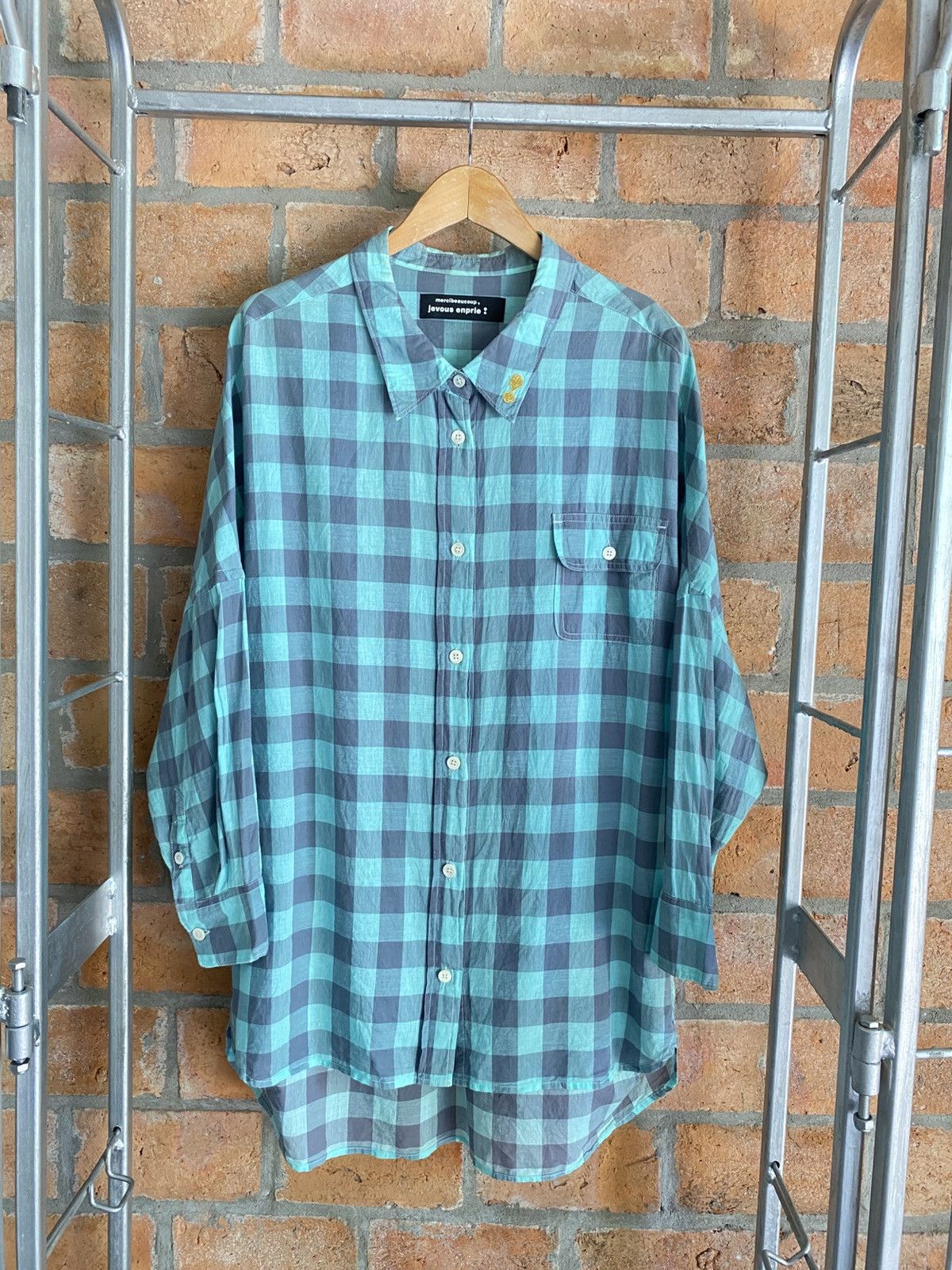 mercibeaucoup mercibeaucoup, jevous enprie Mint Checkered Button-Up Shirt Size XS / US 0-2 / IT 36-38 - 21 Thumbnail
