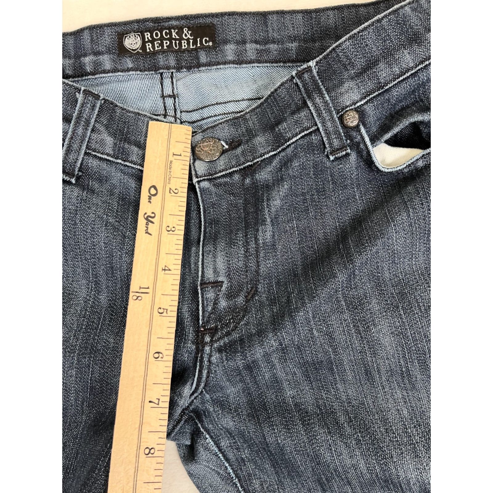 Vintage Rock & Republic Jeans Womens 27 Dark Wash Bootcut Embellished Pockets Denim Size 27" / US 4 / IT 40 - 6 Thumbnail