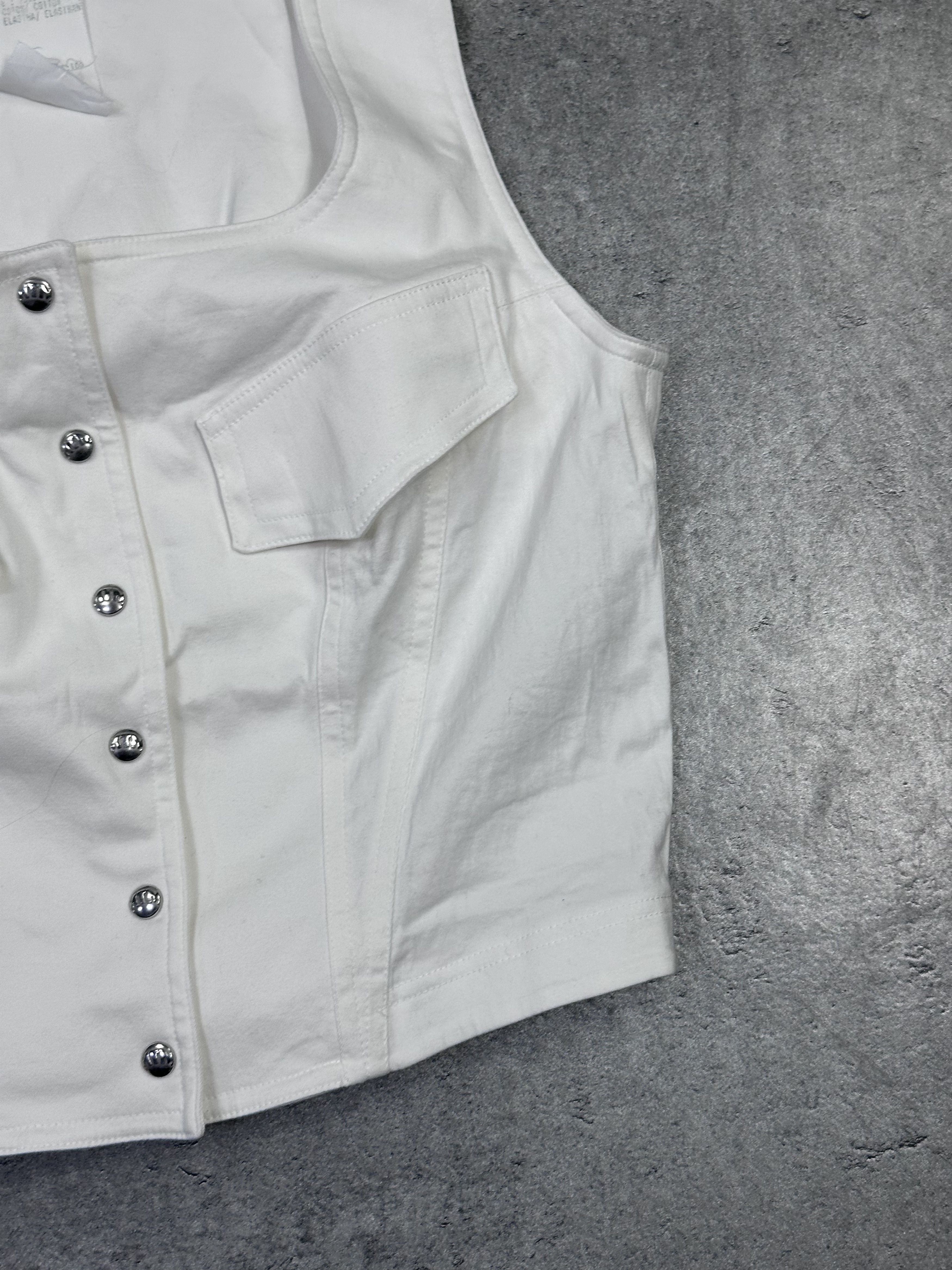 Mugler Mugler white cream top vest elegant Size S / US 4 / IT 40 - 3 Thumbnail