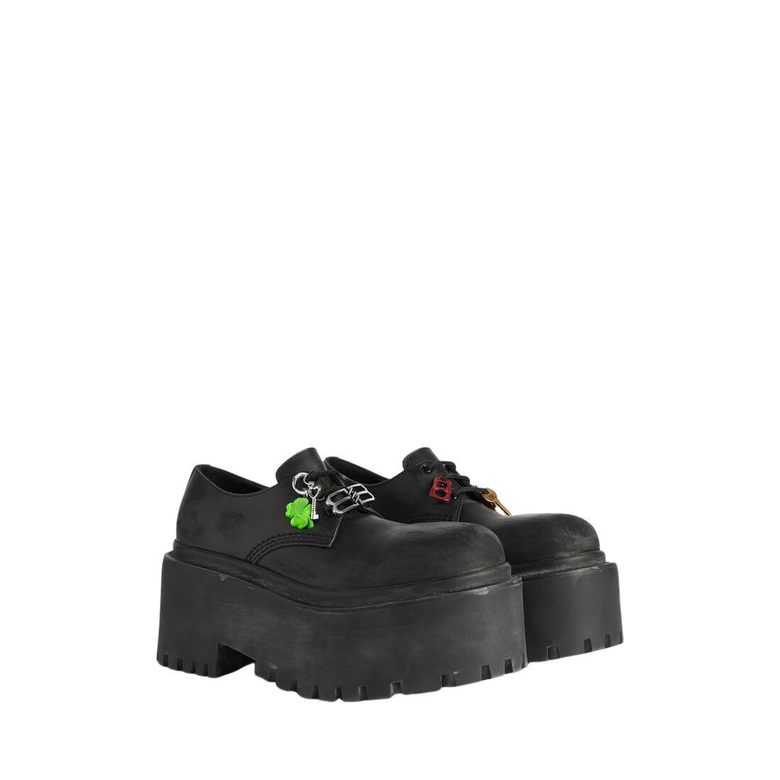BALENCIAGA Strike Platform With Charms $1450 Black Derby Sho