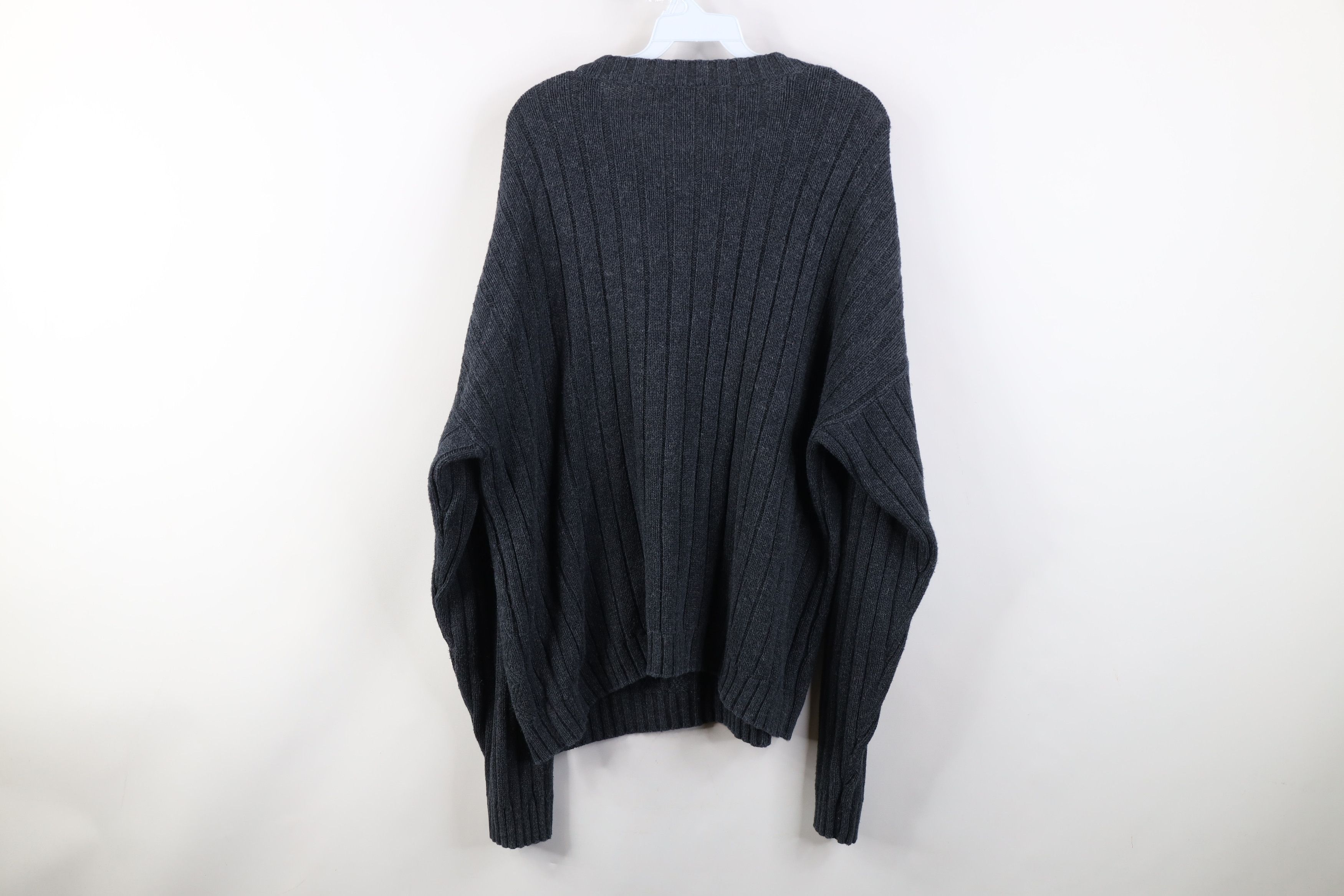 Vintage Vintage 90s Streetwear Ribbed Knit Crewneck Sweater Blue Size US XL / EU 56 / 4 - 8 Thumbnail