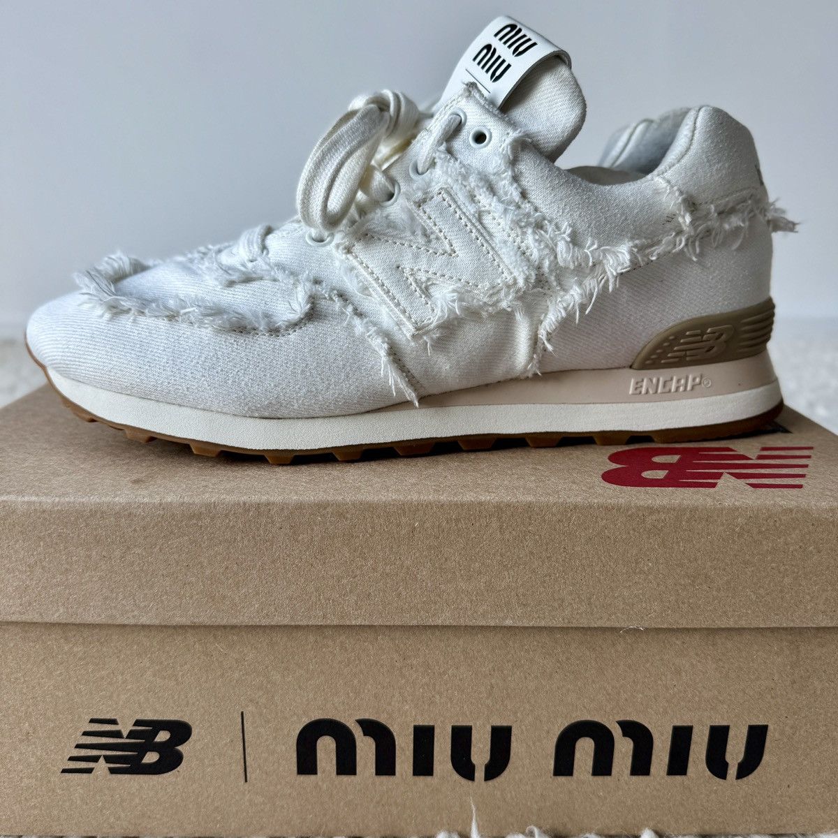 Miu Miu New Balance 574 x Miu Miu denim sneakers Size US 8 / EU 41 - 11 Thumbnail