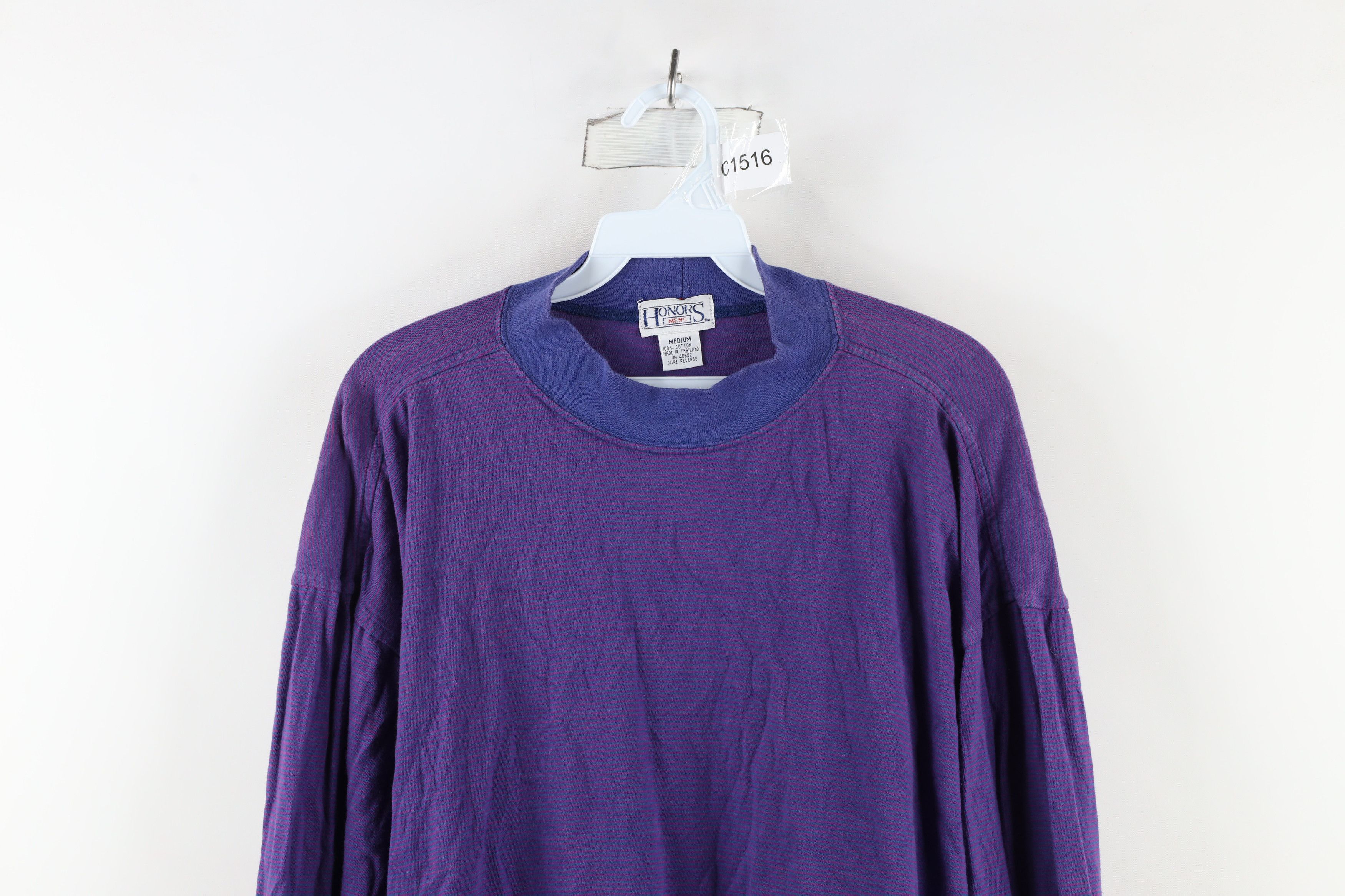 Vintage Vintage 90s Streetwear Striped Mock Neck Long Sleeve T-Shirt Size US M / EU 48-50 / 2 - 2 Thumbnail