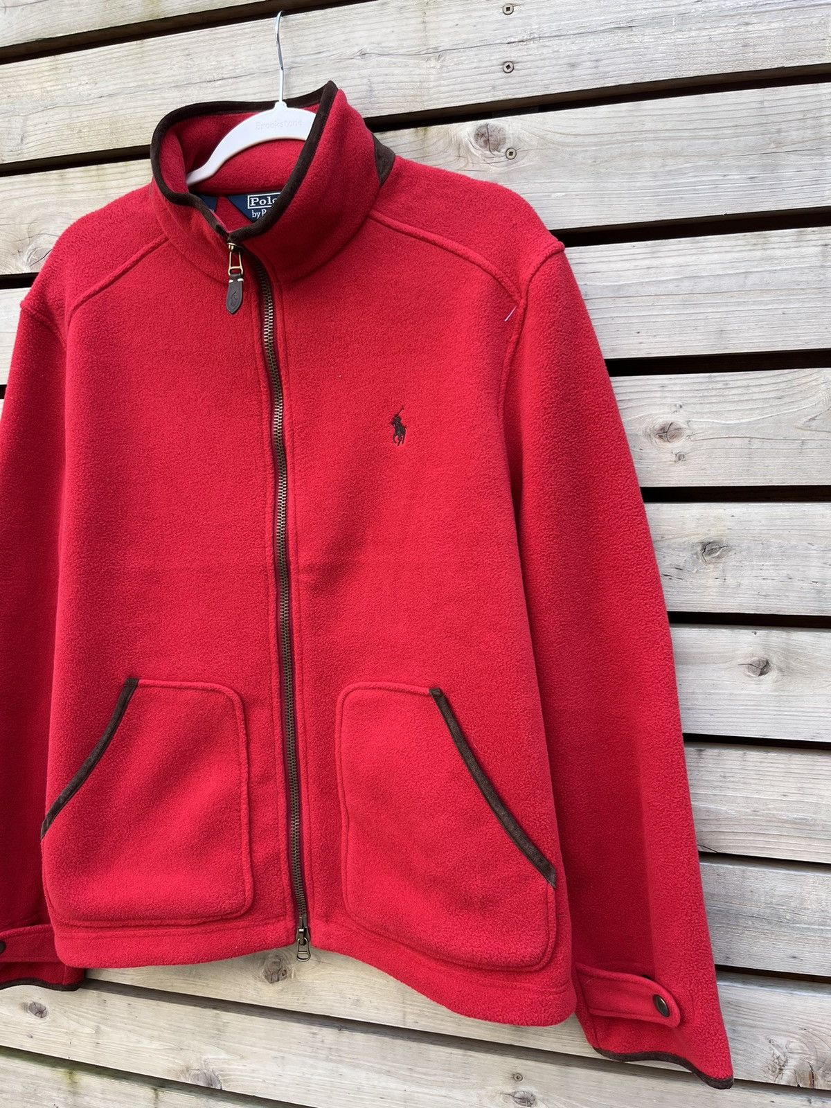 Polo Ralph Lauren × Ralph Lauren × Vintage Polo Ralph Lauren Fleece Jacket Full Zip Leather Trim Size US L / EU 52-54 / 3 - 2 Thumbnail