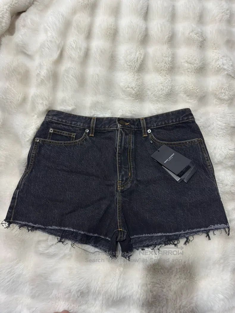 Saint Laurent Paris Saint Laurent Paris Fringed Destroyed Denim Shorts Size US 31 - 1 Thumbnail