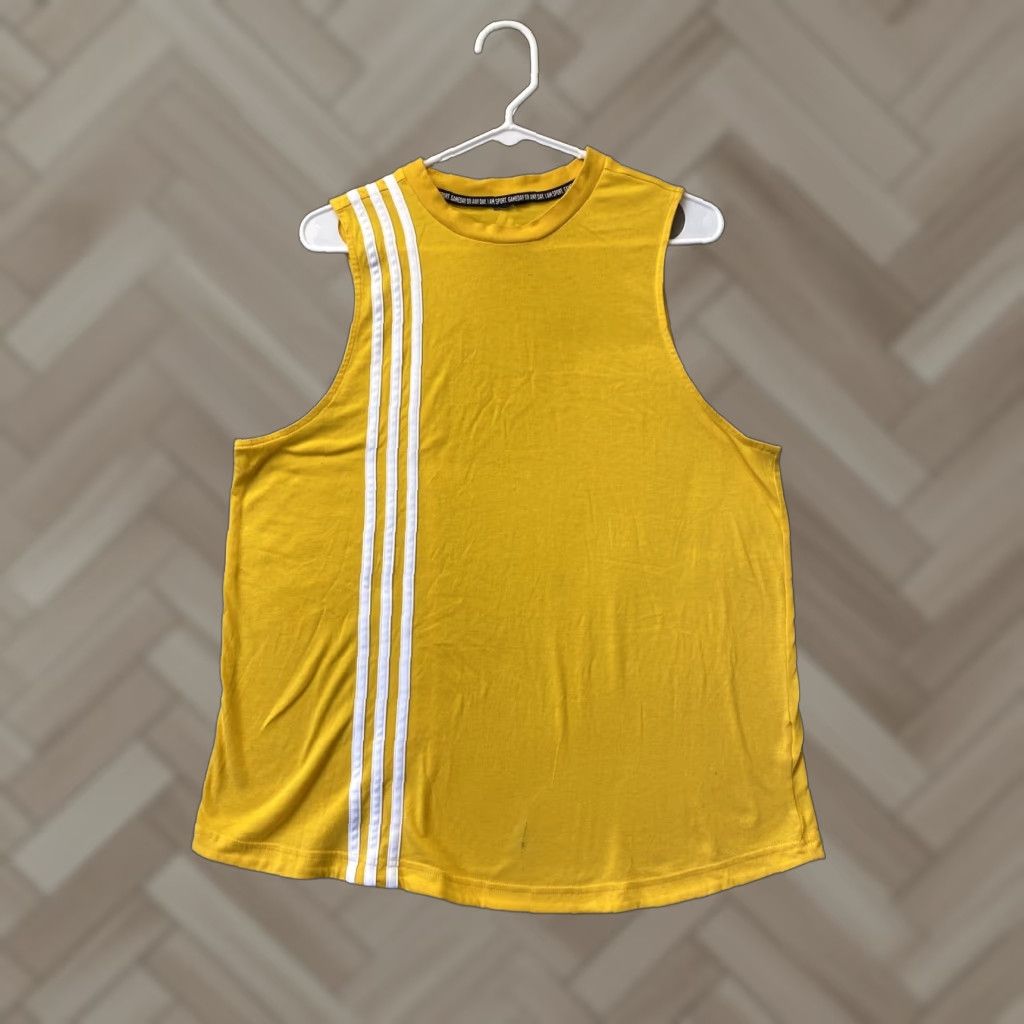 Adidas ADIDAS Tank Top Shirt Women Adult L Yellow Sleeveless Logo Basic Casual Gym Running 56-29 Size L / US 10 / IT 46 - 1 Thumbnail