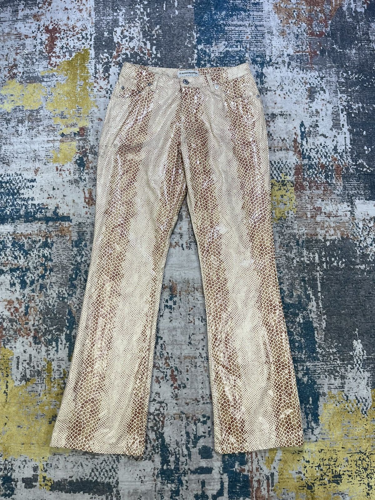 If Six Was Nine Acquaverde Snakeskin Flare Pants Size 28" / US 6 / IT 42 - 7 Thumbnail