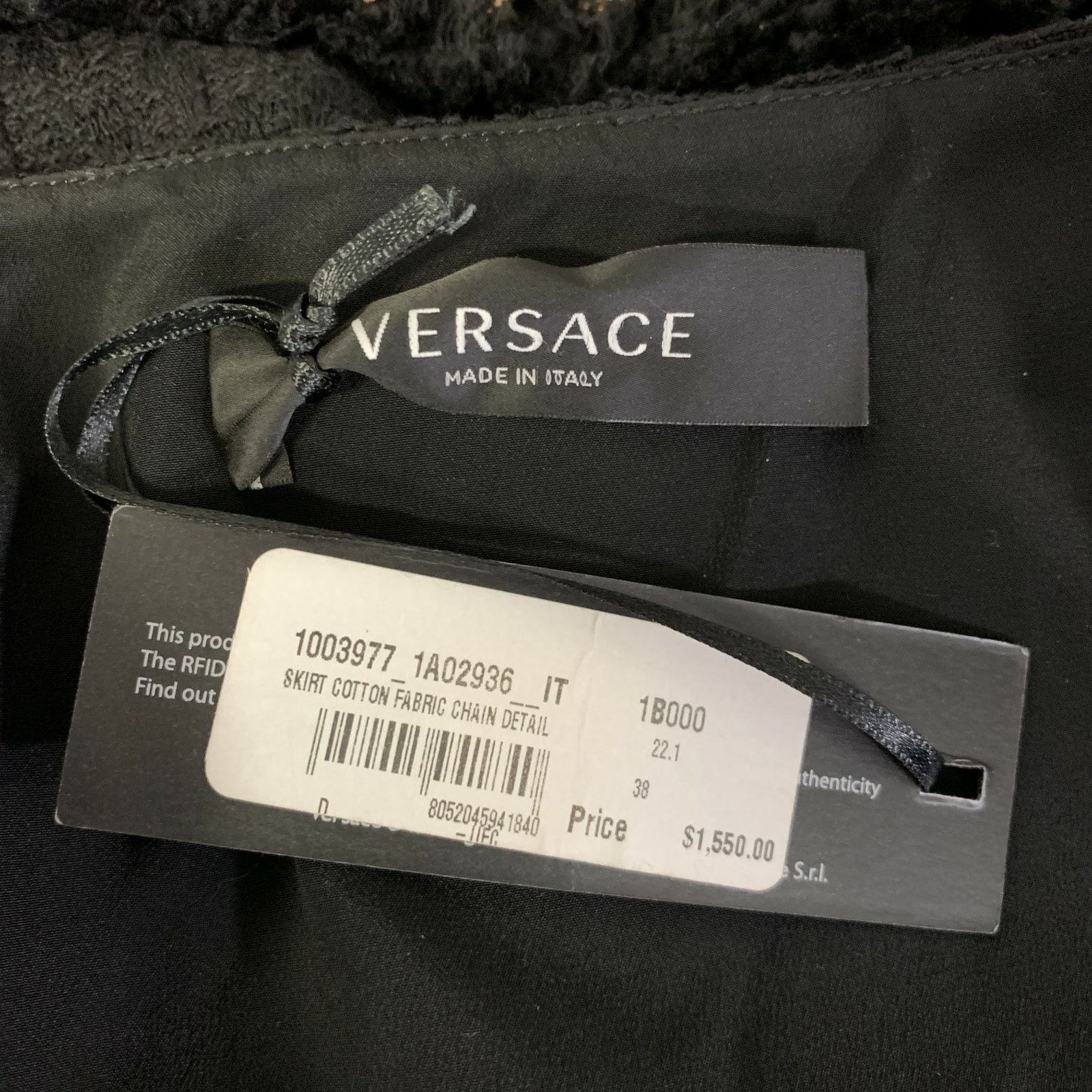 Versace VERSACE Size 2 Black Gold Cotton Chain Mini Skirt Size XS / US 0-2 / IT 36-38 - 4 Thumbnail