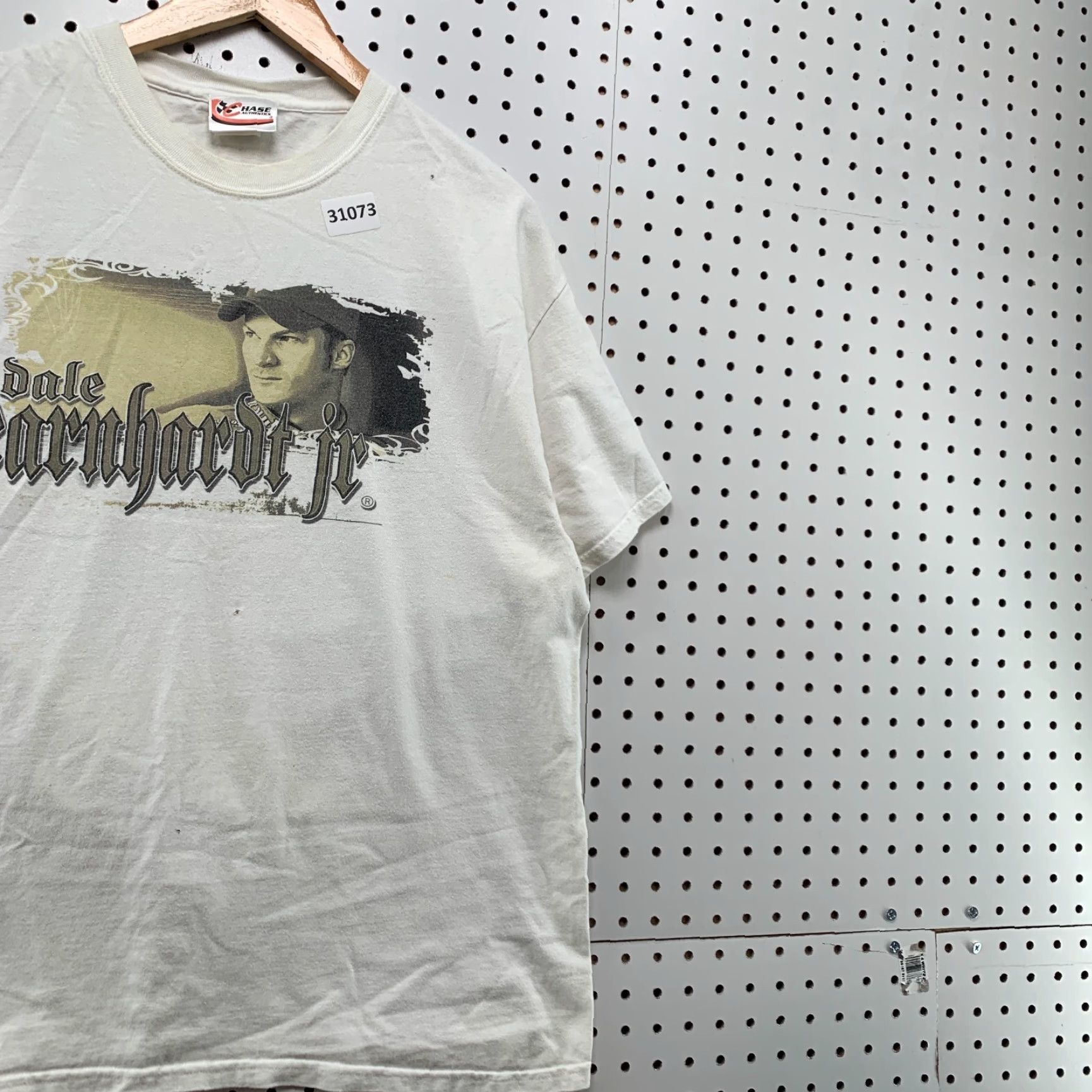 Chase Authentics VINTAGE NASCAR Dale Earnhardt Jr Shirt White Mens Large Double-Sided 21.5x27 Size US L / EU 52-54 / 3 - 5 Thumbnail