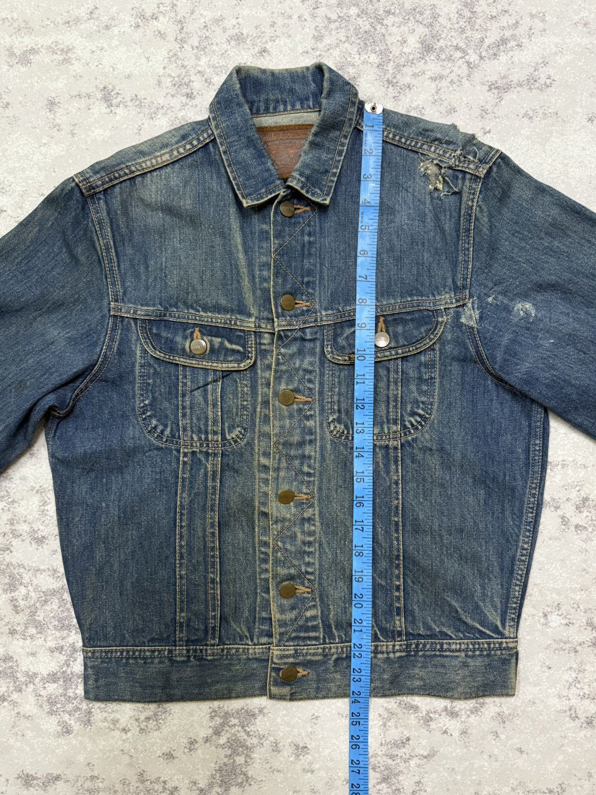 Edwin Vintage 80s Edwin Distressed Denim Trucker Jacket Jeans Size US S / EU 44-46 / 1 - 18 Thumbnail