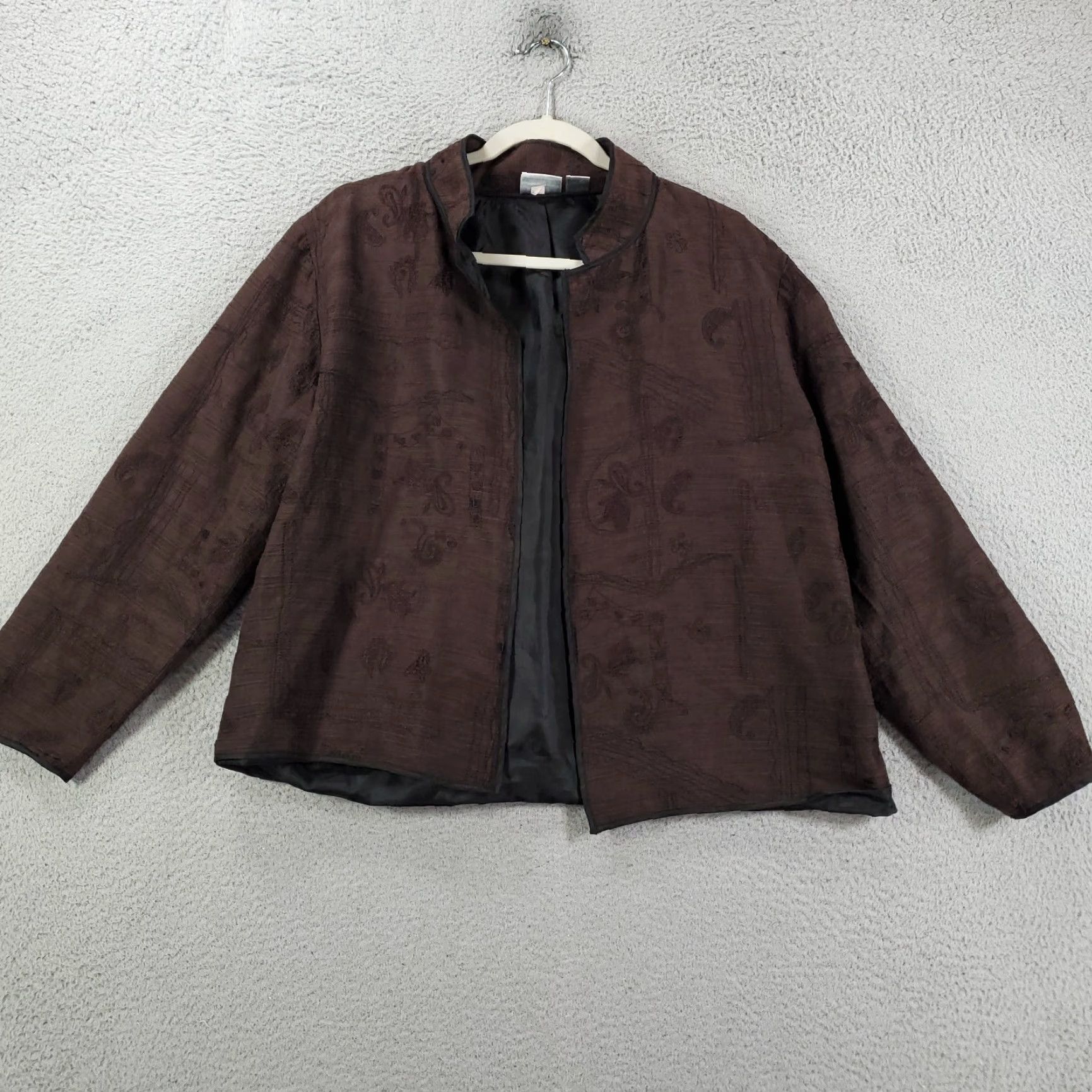 Vintage VINTAGE Chico's Women's Silk Cardigan Jacket Long Sleeve Brown Embroidered Paisley 2-Button Fall Winter Spring Summer Classic Size L / US 10 / IT 46 - 5 Thumbnail