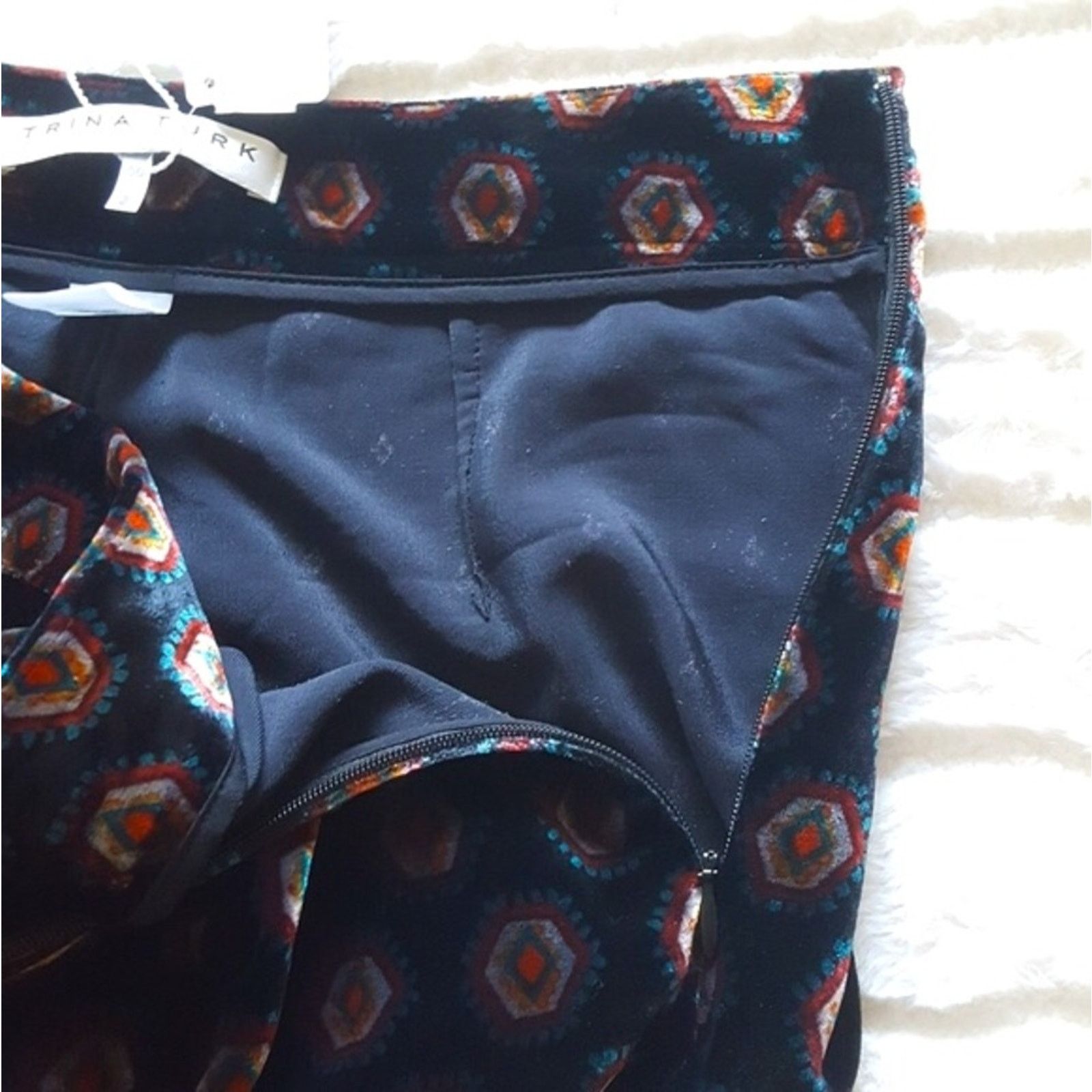 Trina Turk Trina Turk Palazzo Flare Damask Jacquard Velvet Print Pant Size 24" / US 00 / IT 34 - 9 Thumbnail