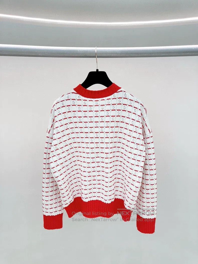 Chanel Chanel 23C early spring red and white knitted striped swea Size XS / US 0-2 / IT 36-38 - 2 Thumbnail