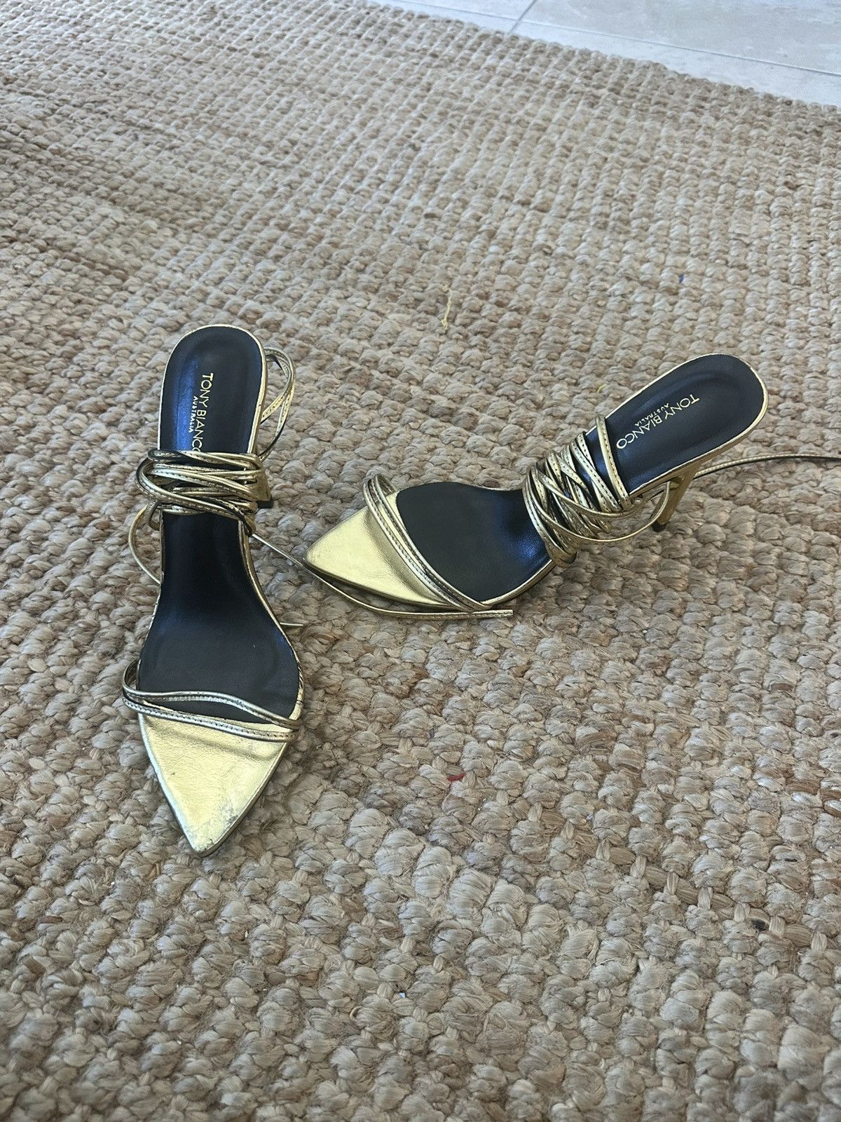 Tony Bianco TONY BIANCO MILLIE GOLD FOIL HEELS SIZE 8 Size US 8 / IT 38 - 7 Thumbnail
