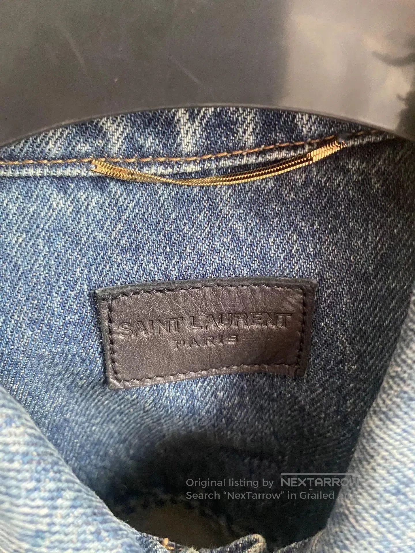 Saint Laurent Paris Blue Denim Jacket with Distressed Collar and Cuffs . Size US L / EU 52-54 / 3 - 3 Thumbnail