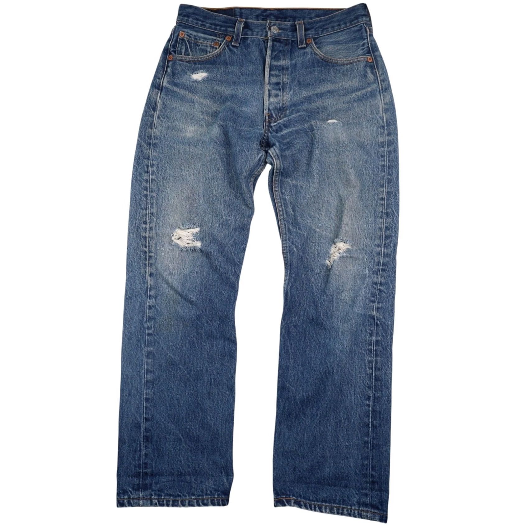 Denime VINTAGE Levis 501xx Lightly Distressed USA Made Denim Jeans Shirt/Jeans Mens 30 Blue 501xx Distressed 9/10 Denim Jeans Mens 30" Inseam 27" Straight Size US 30 / EU 46 - 2 Thumbnail