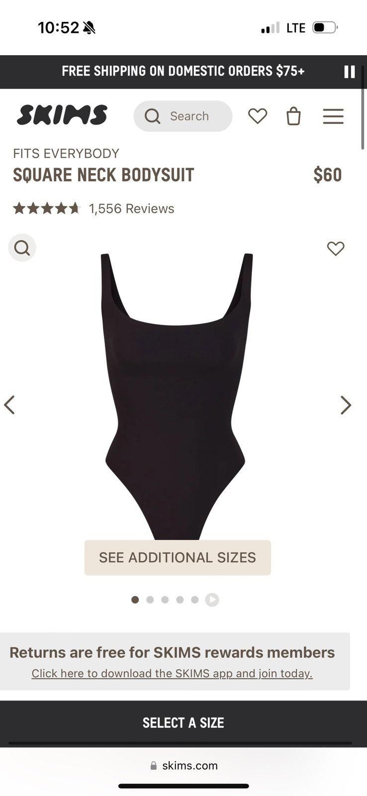 Kim Kardashian Skims fits everybody square neck bodysuit Size L / US 10 / IT 46 - 1 Thumbnail