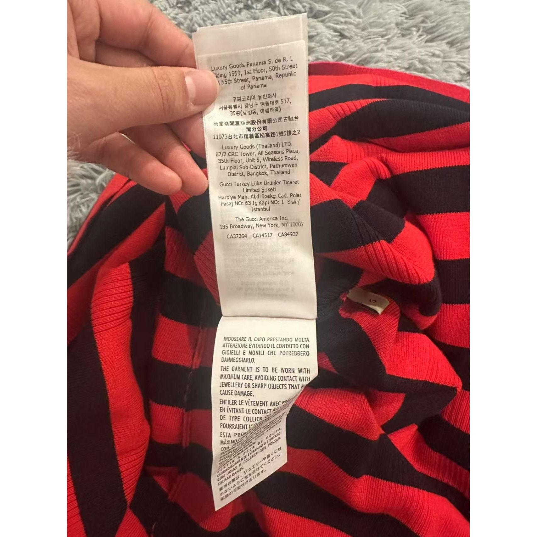 Gucci Gucci Red & Black Striped Polo Knit Dress With Dog Patch Size S / US 4 / IT 40 - 8 Thumbnail
