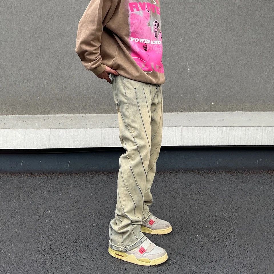 Vintage Slim Jeans for Men Street Fashion Y2k Denim Pants Size US 32 / EU 48 - 4 Thumbnail