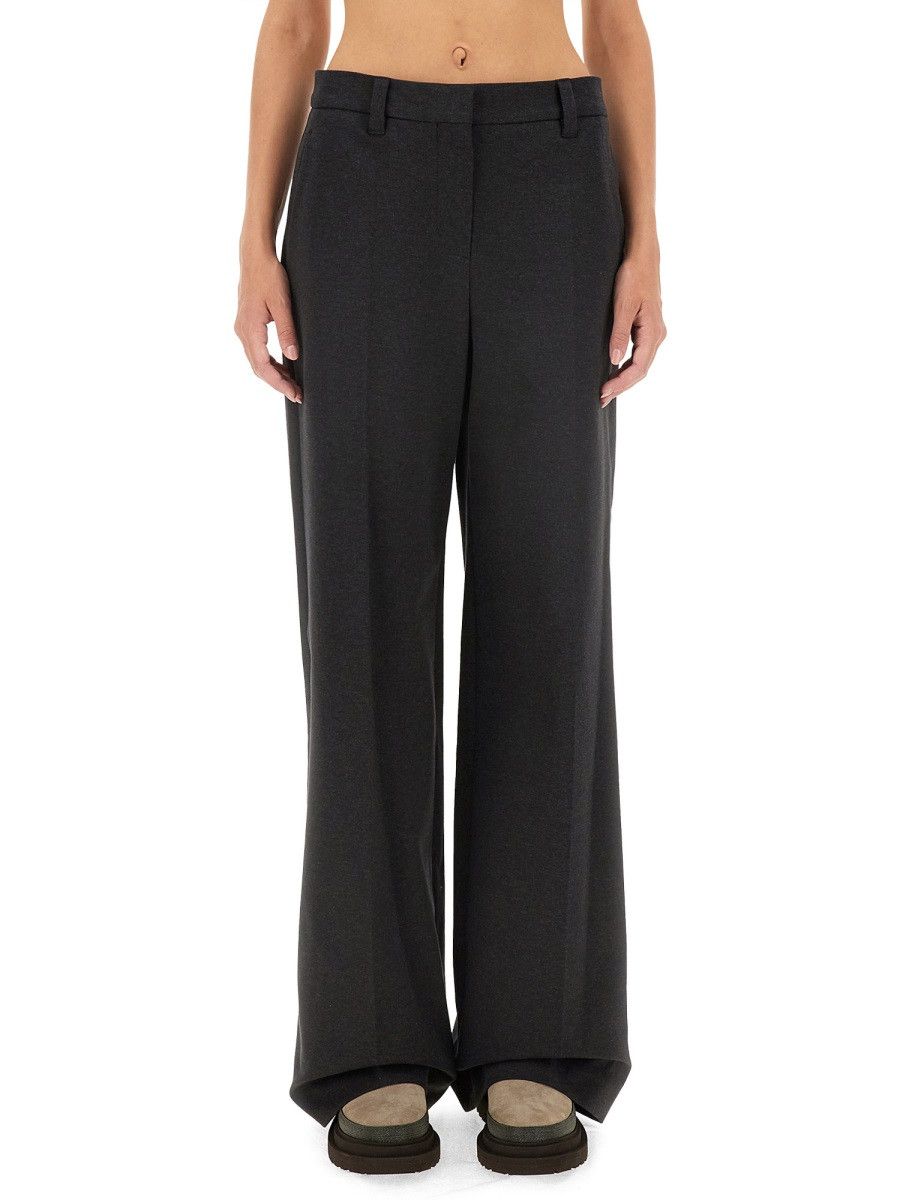 Brunello Cucinelli BRUNELLO CUCINELLI WIDE LEG PANTS - GREY (IT 42) Size 42" / US 20 - 1 Thumbnail