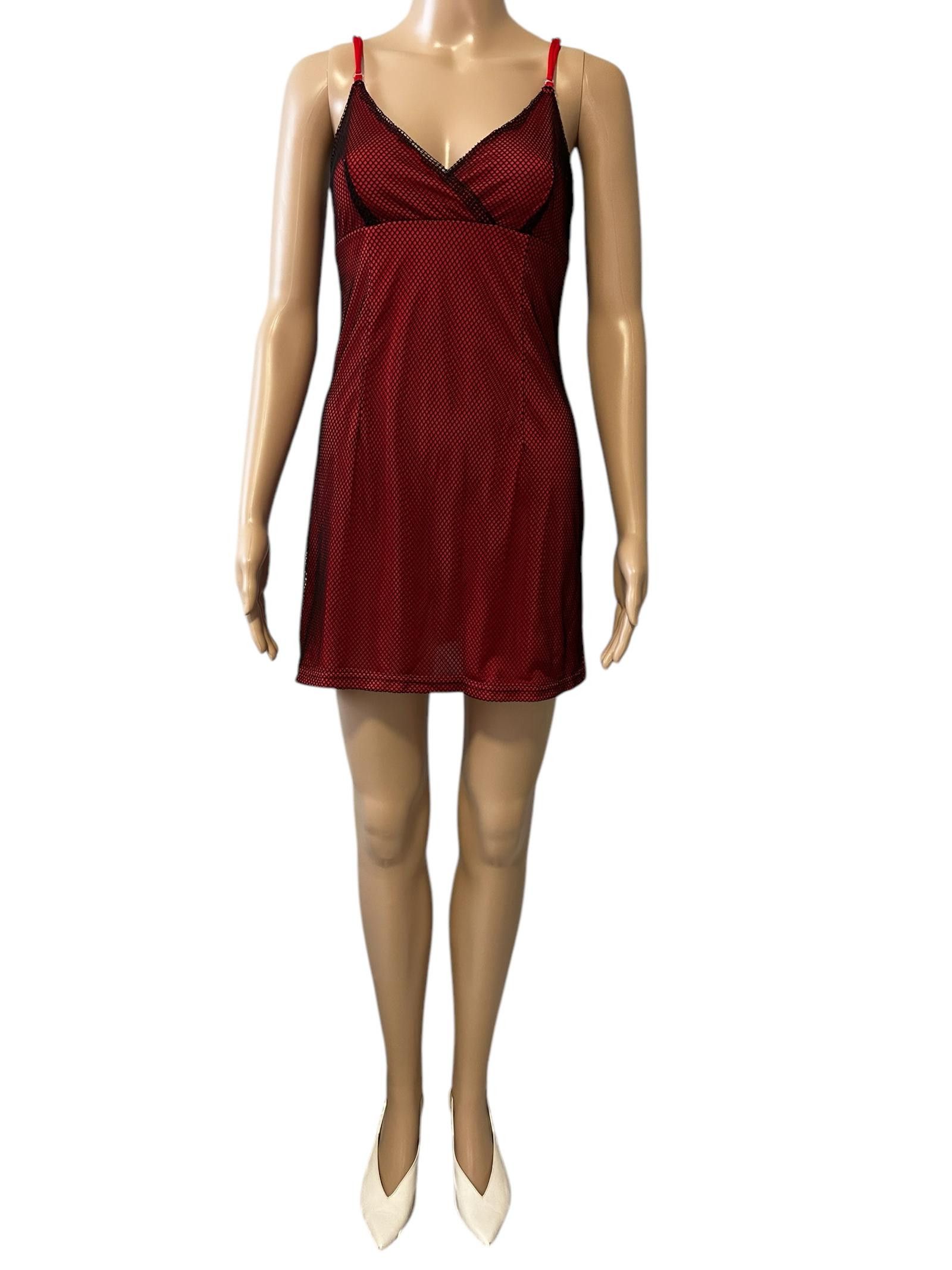 Designer Seductive Red Mesh Nightgown Size ONE SIZE - 1 Thumbnail