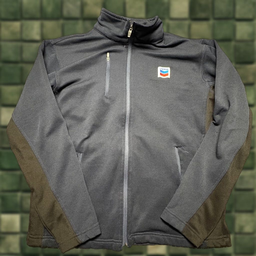 GAS Chevron Employee Jacket Mens Medium Blue Black Full Zip Gas Station Work Sweater Size US M / EU 48-50 / 2 - 1 Thumbnail