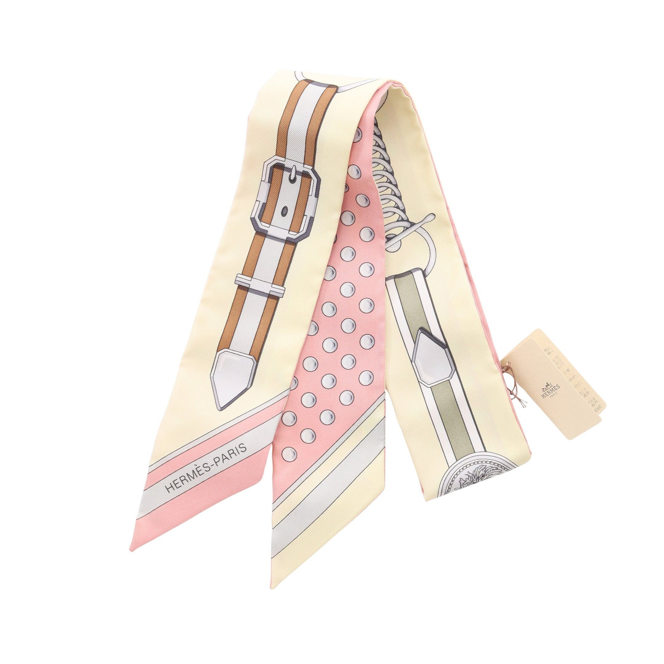 Hermes Hermes Twilly Grand Tralala Ribbon Scarf Silk Light Beige Multicolor Size ONE SIZE - 1 Thumbnail
