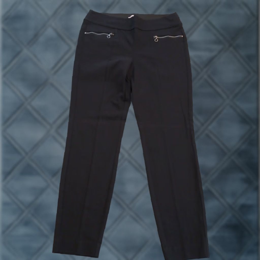 Vintage Maurices Pants Womens Medium Black Pull On Zipper Accents 30x27 Mid Rise Ankle Straight Pull On Elastic Waist 27 In Inseam Size 32" / US 10 / IT 46 - 1 Thumbnail