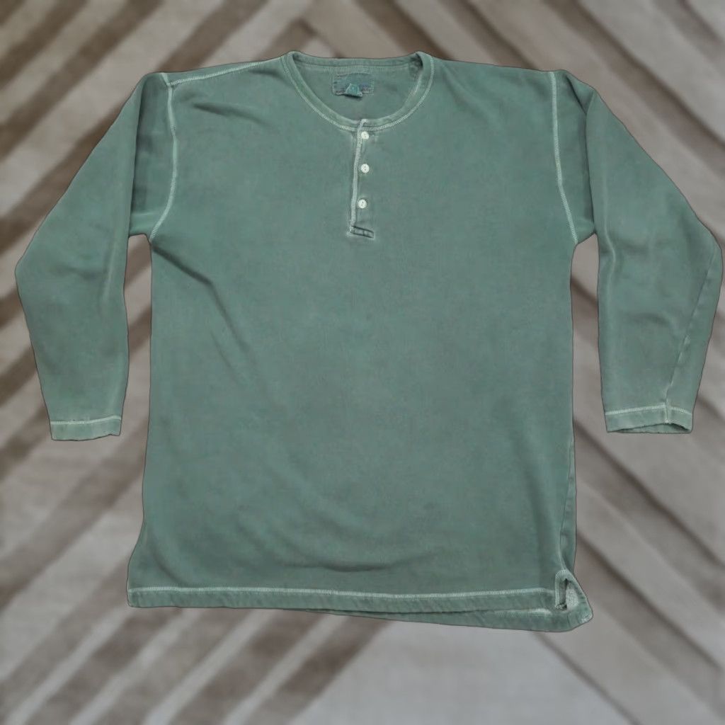 Abercrombie & Fitch VINTAGE Abercrombie & Fitch Sweatshirt Adult Large Green Faded Henley Distressed 90s Mens Size US L / EU 52-54 / 3 - 1 Thumbnail