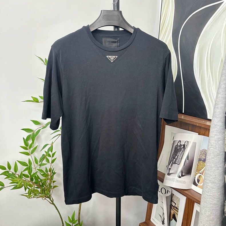 Prada Prada Black Triangle Logo Short Sleeve Tee - dmc Size US XS / EU 42 / 0 - 1 Thumbnail