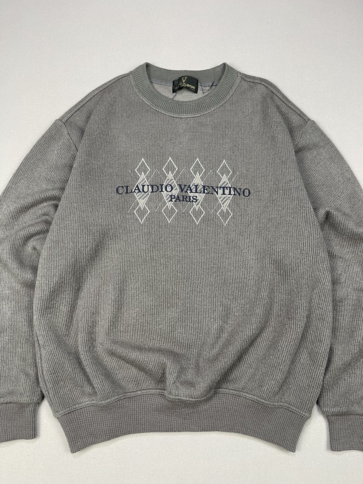 Vintage Claudio Valentino Paris Diamond Embroidery Sweater