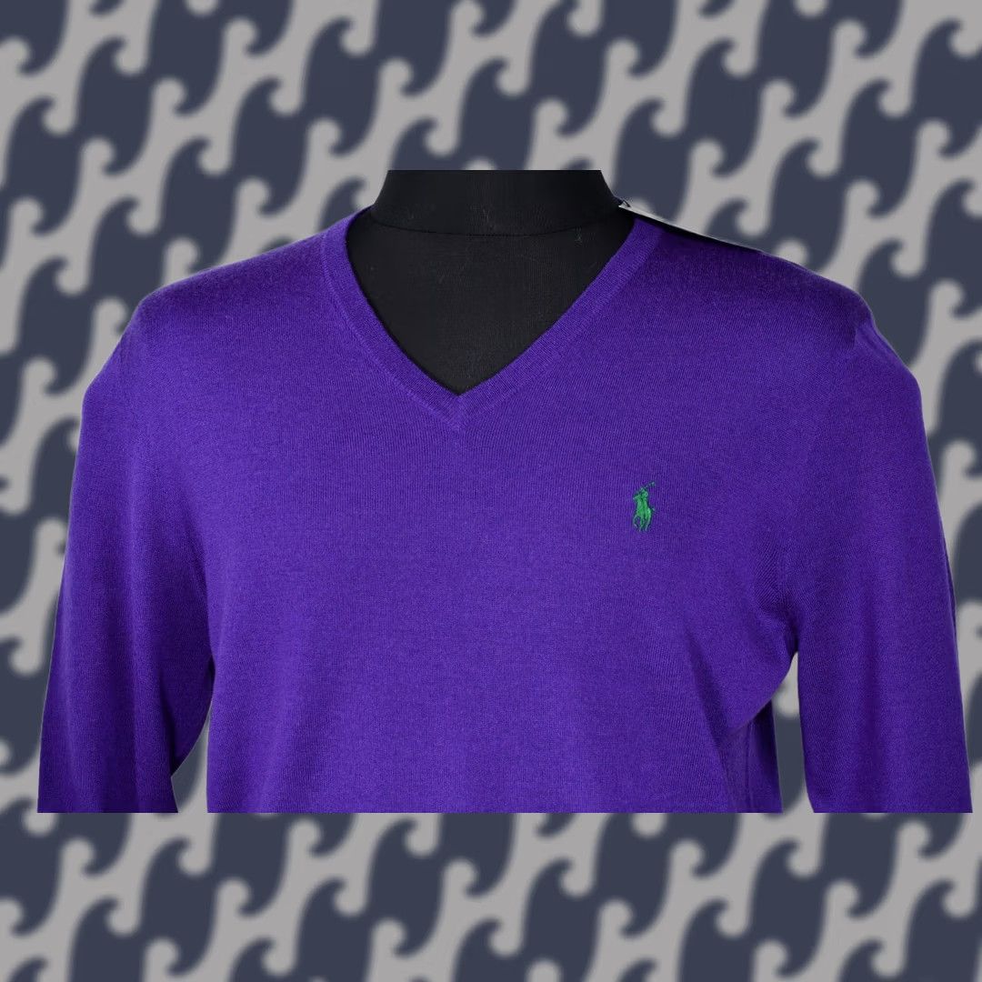 Polo Ralph Lauren Polo Ralph Lauren Sweater Shirt V-Neck Slim Wool L Purple Men Regular Size L Size US L / EU 52-54 / 3 - 1 Thumbnail