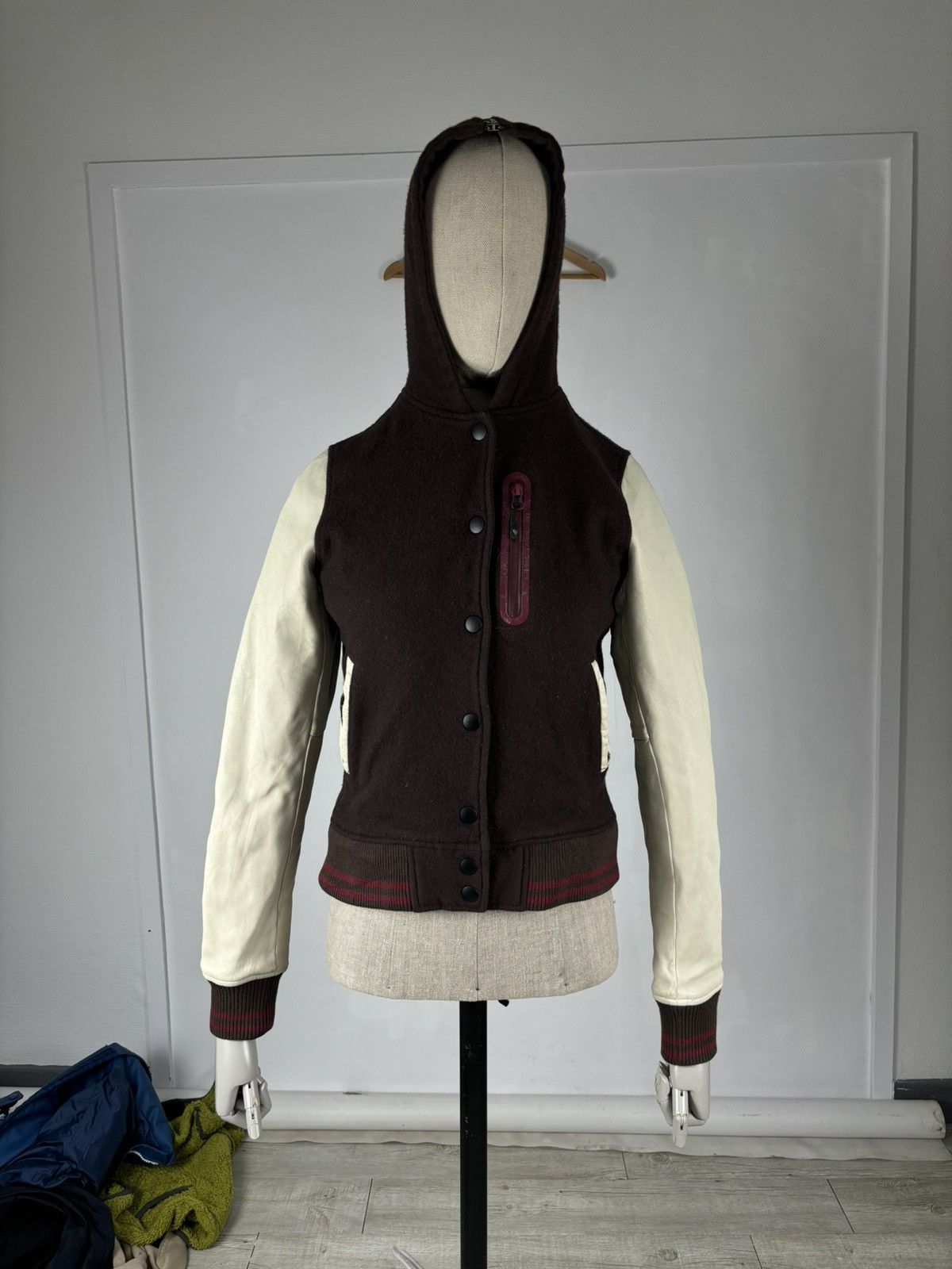 Nike SB Rare Sportswear Leather Tech Fleece Pack Wool Varsity Bomber Jacket Parka Coat Size M / US 6-8 / IT 42-44 - 2 Thumbnail