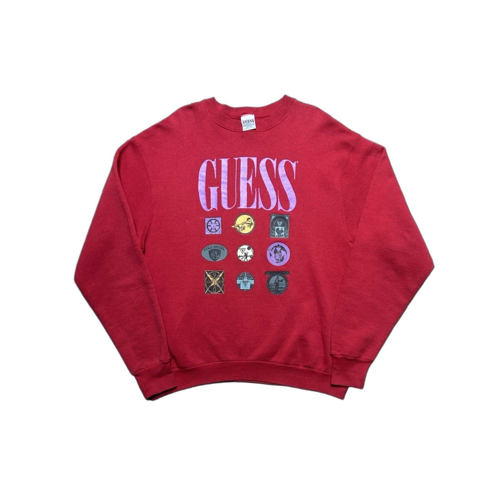 Guess VINTAGE GUESS Sweatshirt 90s Logo Pullover Large Red Mens Crewneck 80s 90s 1990s Spell Out Size US L / EU 52-54 / 3 - 1 Thumbnail