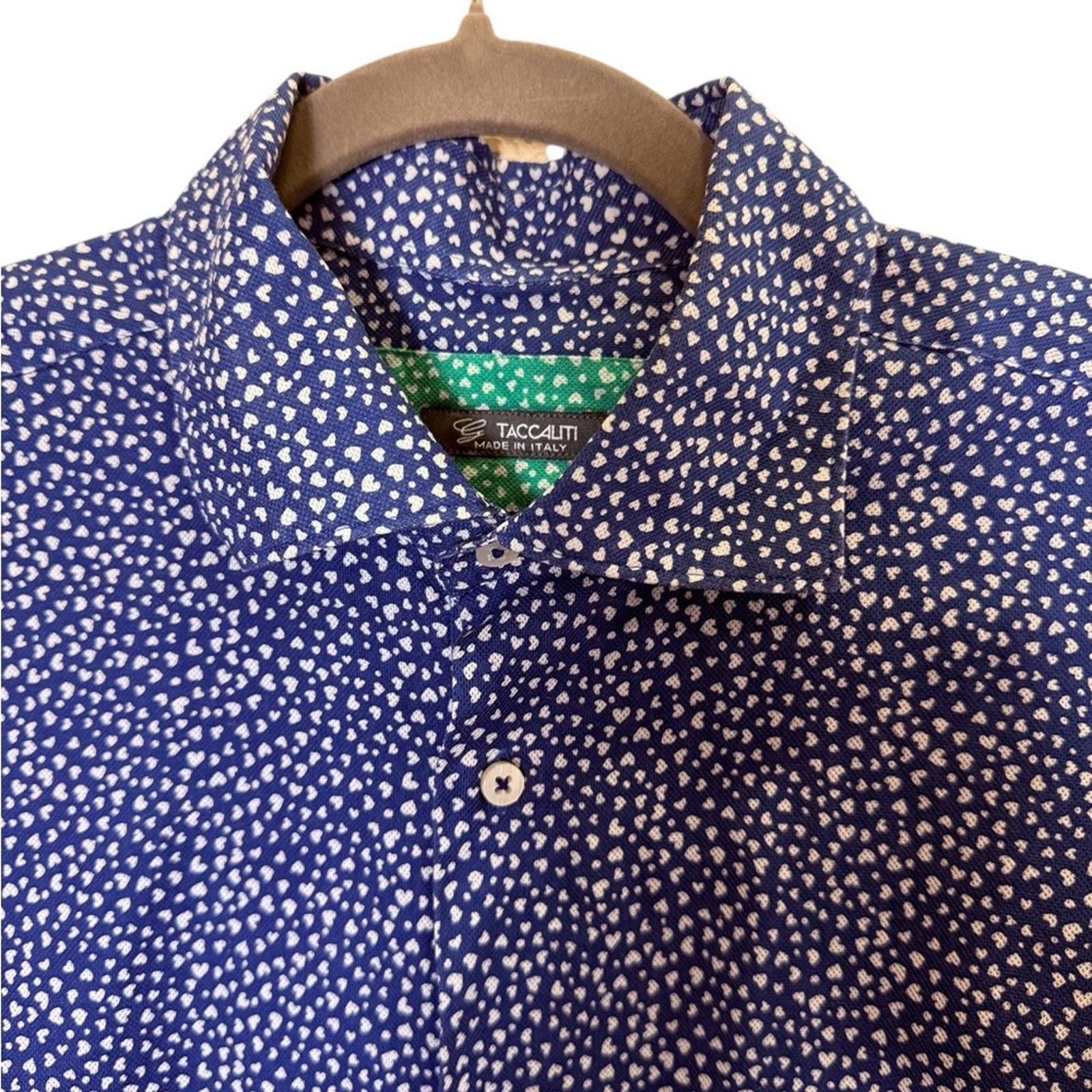 Other Taccaliti Italy Men's Navy White Heart Cotton Shirt sz L Size US L / EU 52-54 / 3 - 2 Thumbnail