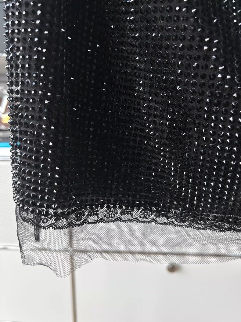 Prada Prada Black mesh full diamond half-length skirt 2501-Nextar Size 26" / US 2 / IT 38 - 3 Thumbnail