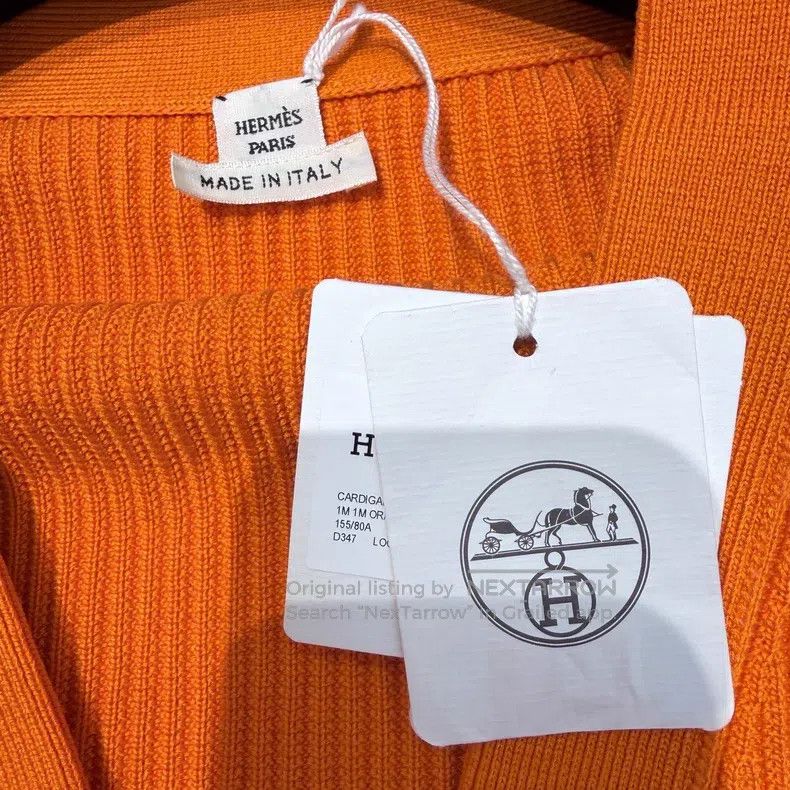 Hermes Hermes Orange Silk Cotton Zip-Up Cardigan Size XXS / US 00 / IT 34 - 5 Thumbnail
