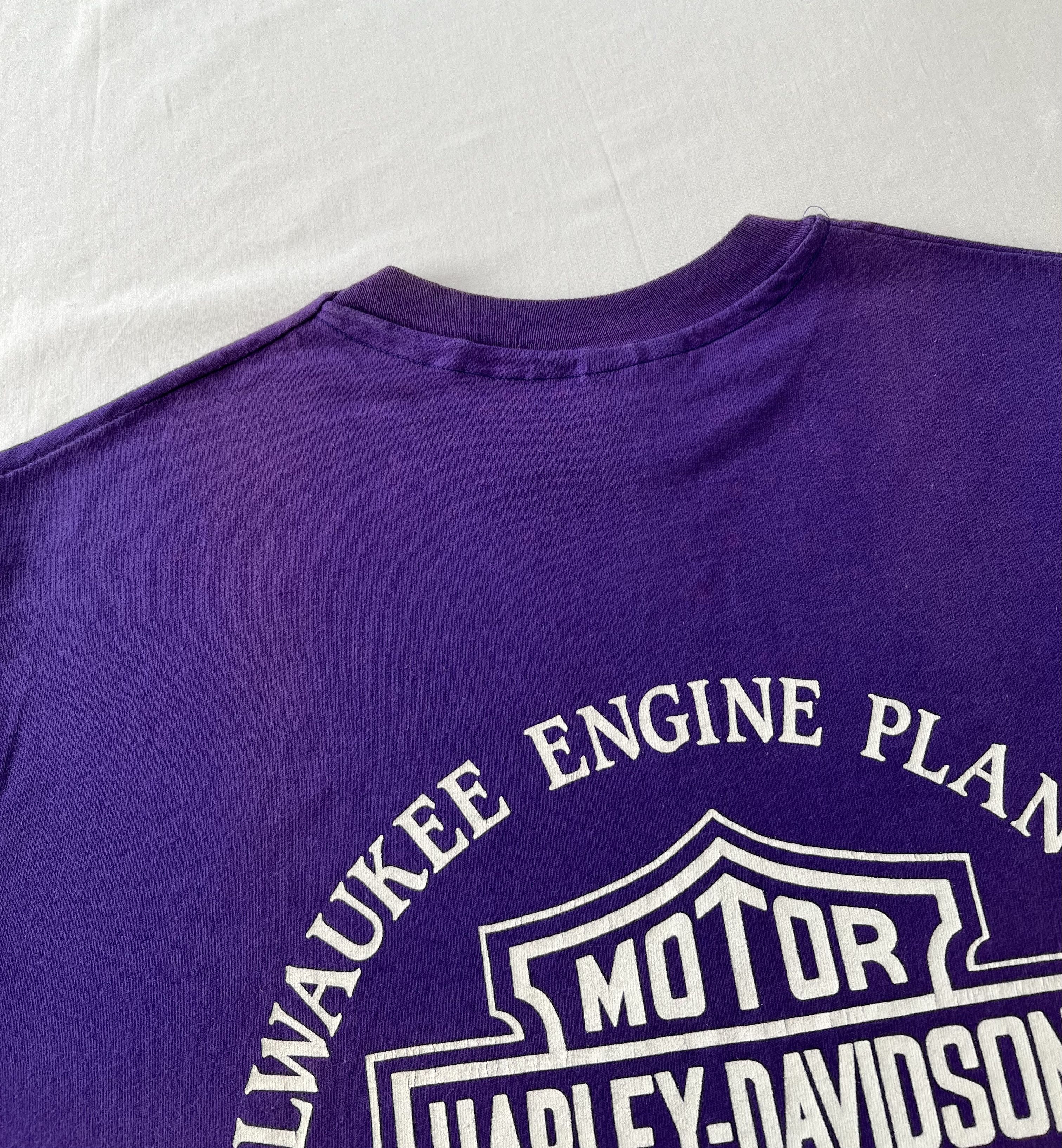 Harley Davidson Vintage 1990 Harley Davidson Eagle Milwaukee Purple T-shirt Size US XL / EU 56 / 4 - 19 Thumbnail