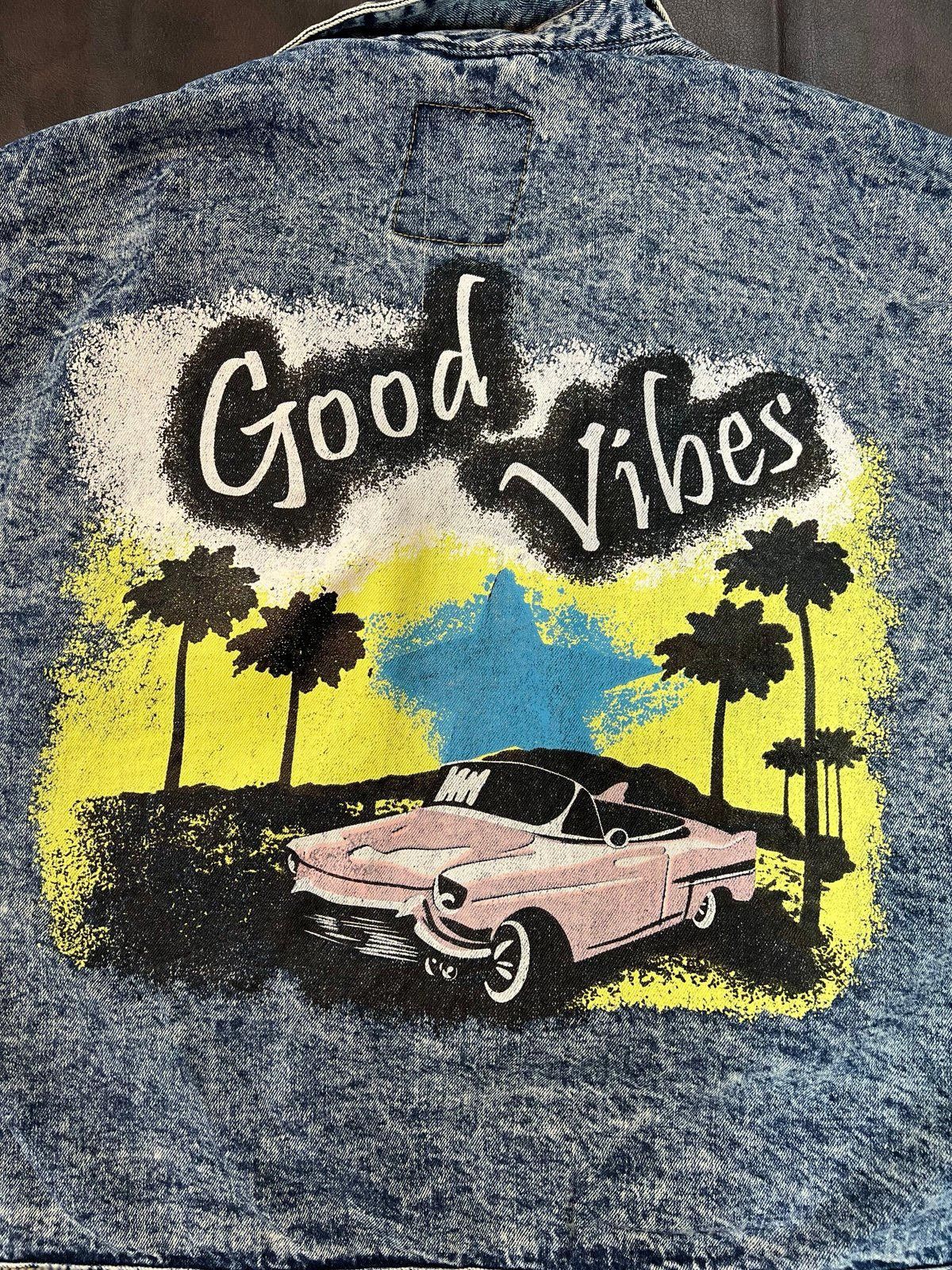 Designer Vintage Good Vibes Denim Jacket by Louise Paris Size 3XL / US 20-22 - 5 Thumbnail