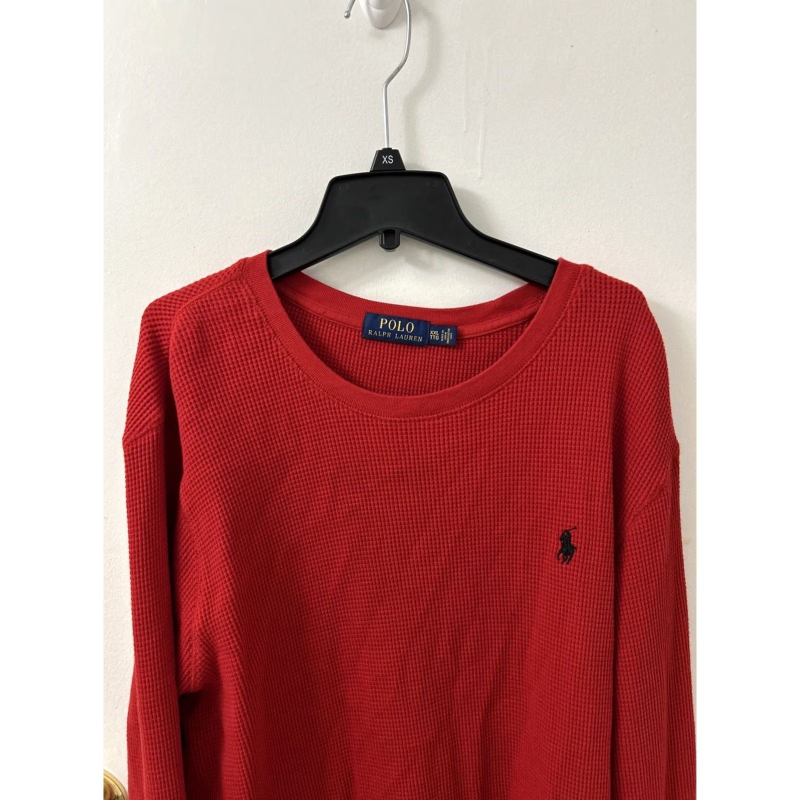 Polo Ralph Lauren Polo Ralph Lauren Shirt Mens 2XL Red Thermal Waffle Knit Long Sleeve Crew Neck Embroidered Logo All Seasons Pullover Size US XXL / EU 58 / 5 - 2 Thumbnail