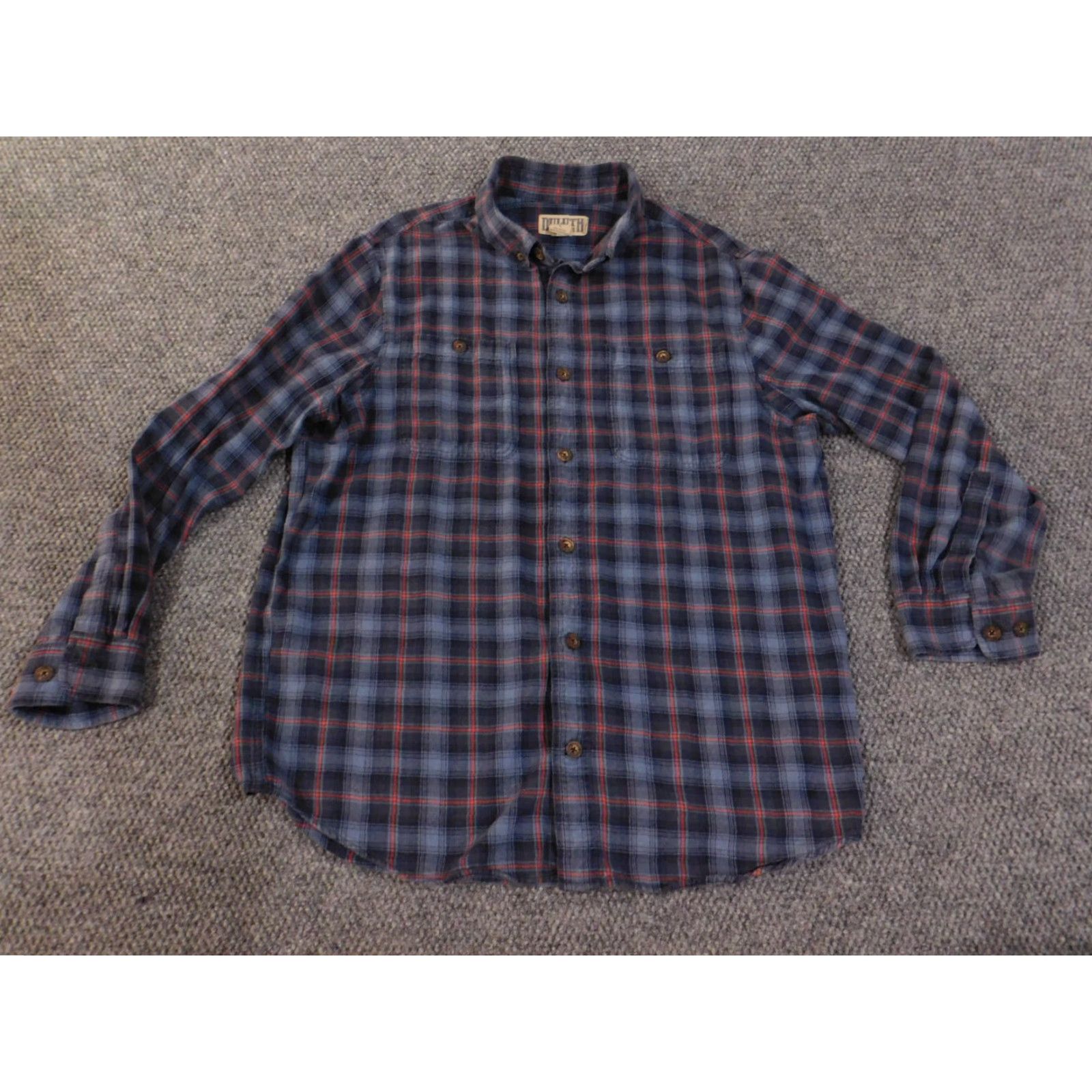 Vintage Duluth Flannel Shirt L Slim Blue Plaid Cotton Button-Up Outdoor Mens Size US L / EU 52-54 / 3 - 2 Thumbnail