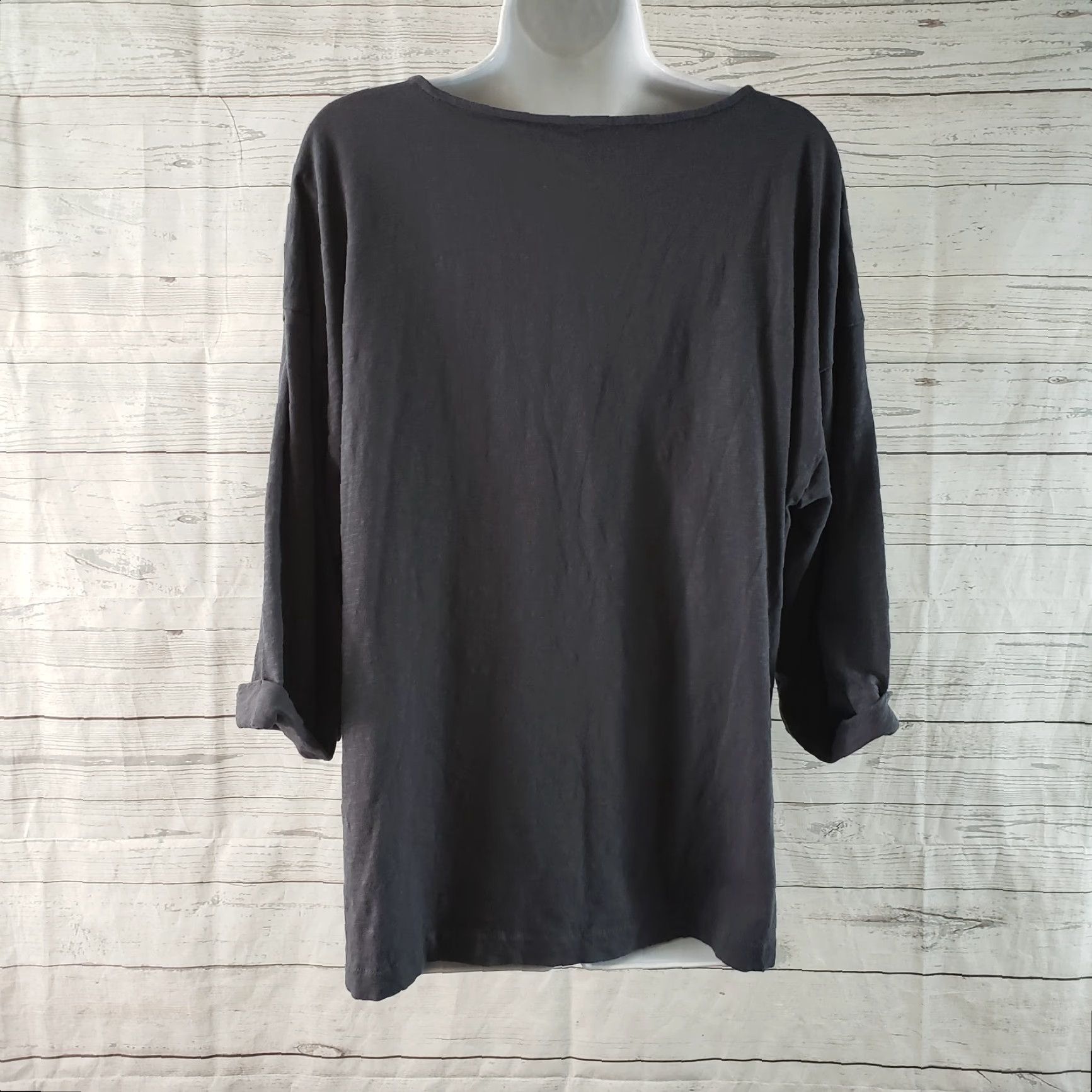 J. Jill VINTAGE PureJill Womens Perfectly Relaxed Top Sz Medium Petite Gray Organic Cotton Size M / US 6-8 / IT 42-44 - 4 Thumbnail