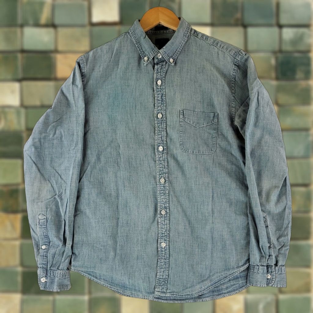 J.Crew J. Crew Shirt Chambray Japanese Fabric Button-Down Blue Long Sleeve Slim Mens L Size US L / EU 52-54 / 3 - 1 Thumbnail