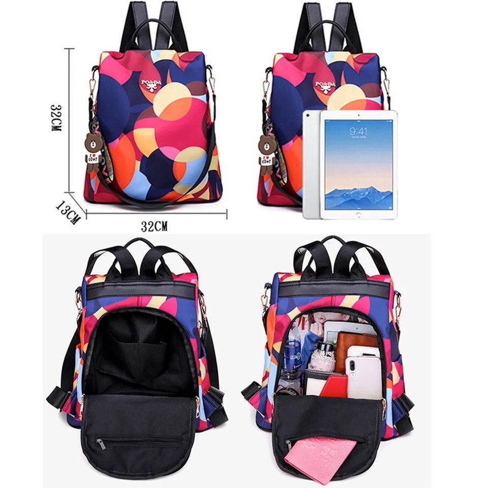 Vintage Multifunctional Anti-theft Backpacks Oxford Shoulder Bags Size ONE SIZE - 4 Thumbnail